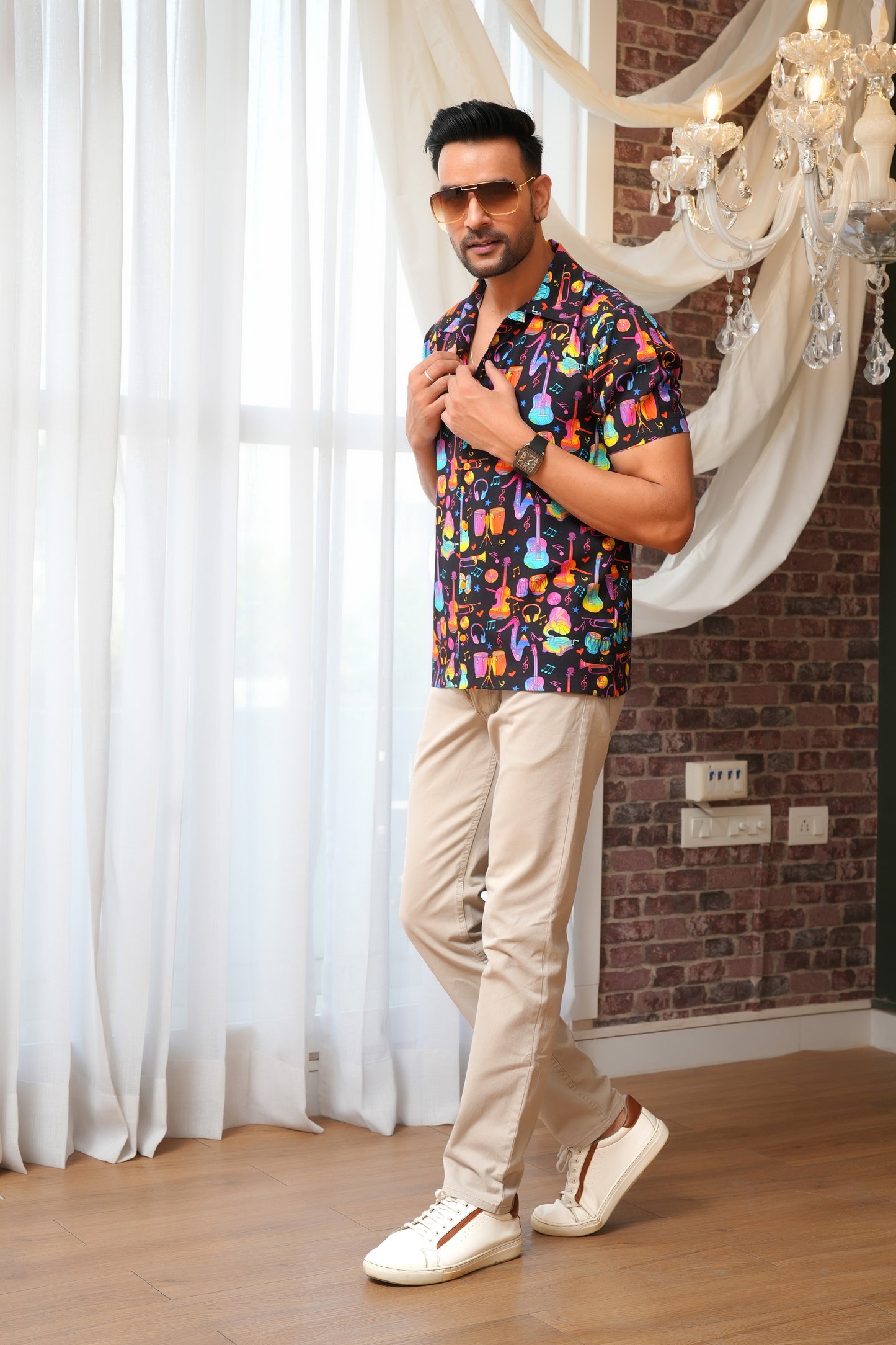 Men’S Printed Shirt – Short Sleeve, Statement Casual