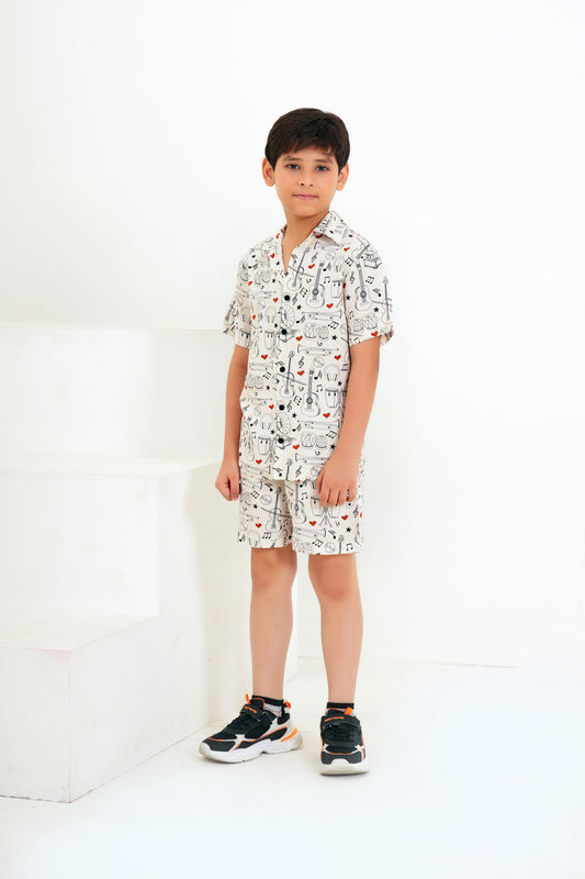 Boy’S Tropical Print Matching Set – Holiday Shirt & Shorts For Summer