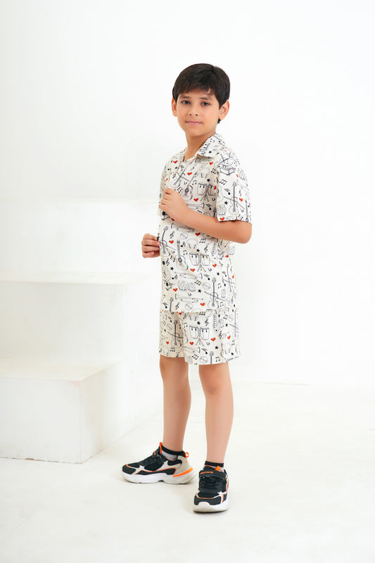 Boy’S Tropical Print Matching Set – Holiday Shirt & Shorts For Summer
