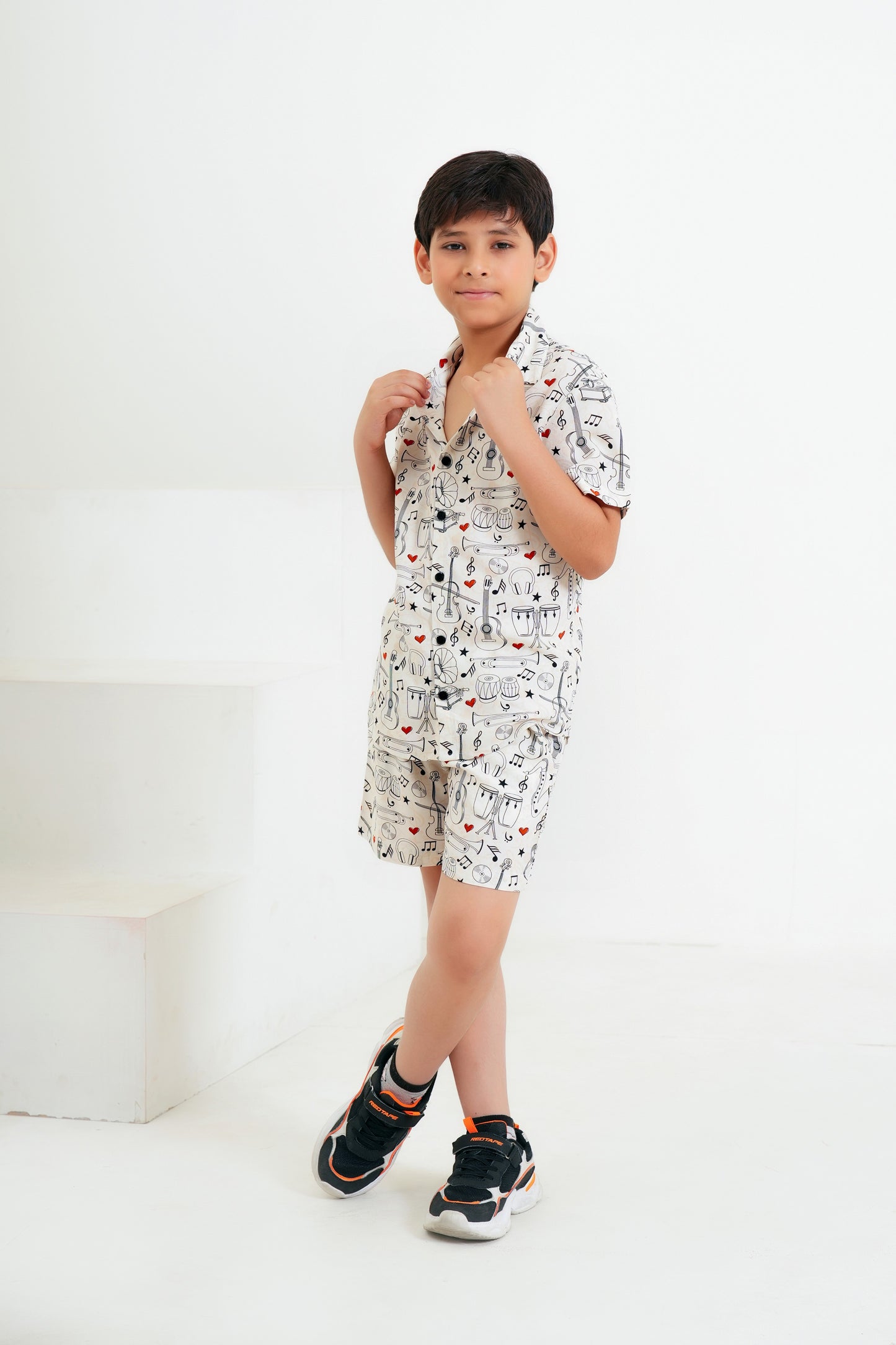 Boy’S Tropical Print Matching Set – Holiday Shirt & Shorts For Summer