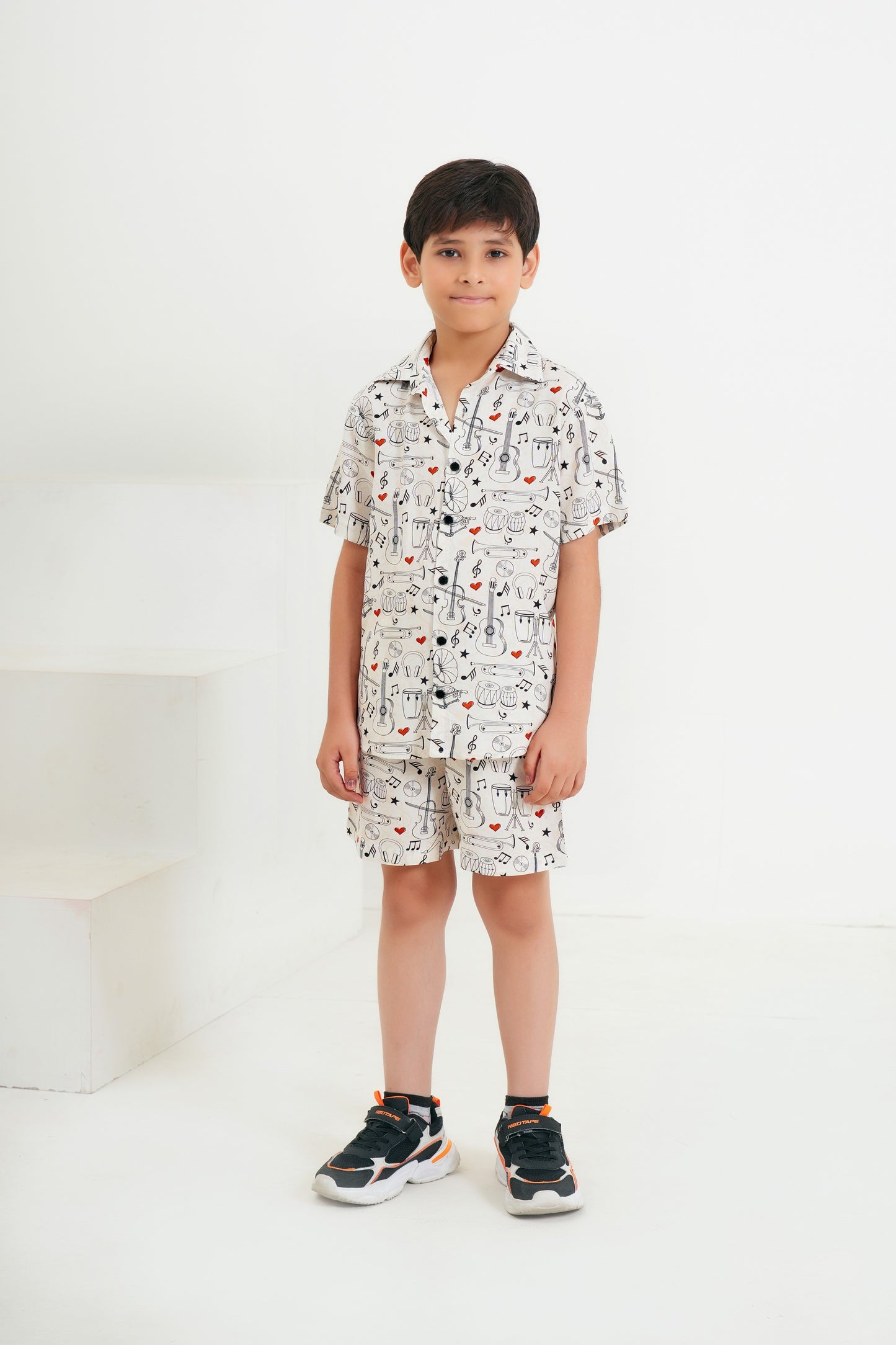 Boy’S Tropical Print Matching Set – Holiday Shirt & Shorts For Summer