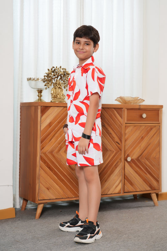 Boys Tropical Co Ord Set – Cotton Shirt and Shorts for Beach Holiday and Birthday
