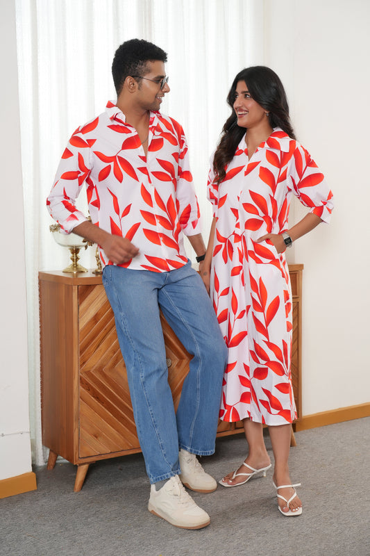 Couple Shirt and Dress Set – Valentine Outfit for Dinner Beach and Holiday Trip