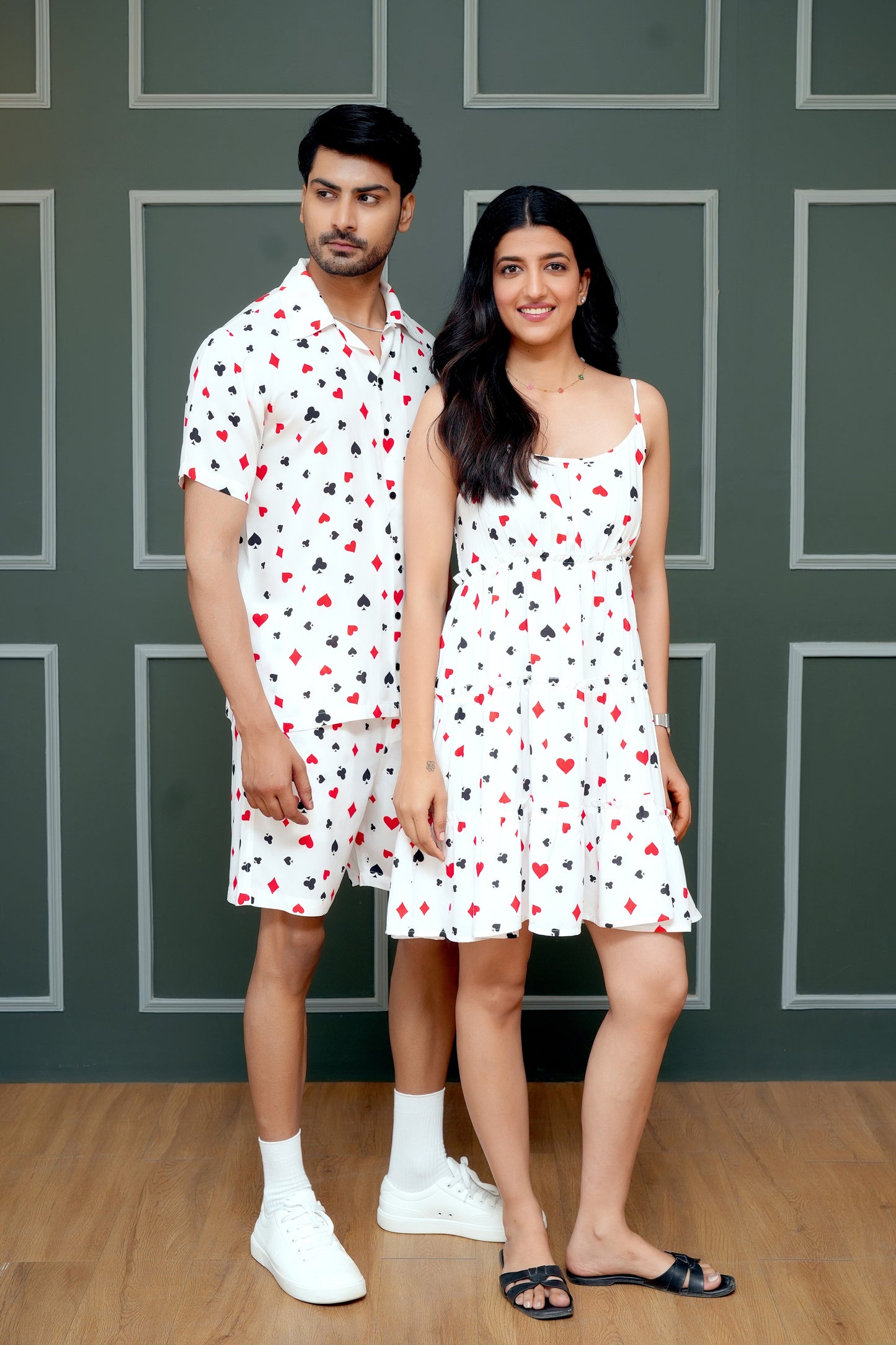 Couple Matching Shirt & Co-Ord Set – Vacation Print Combo