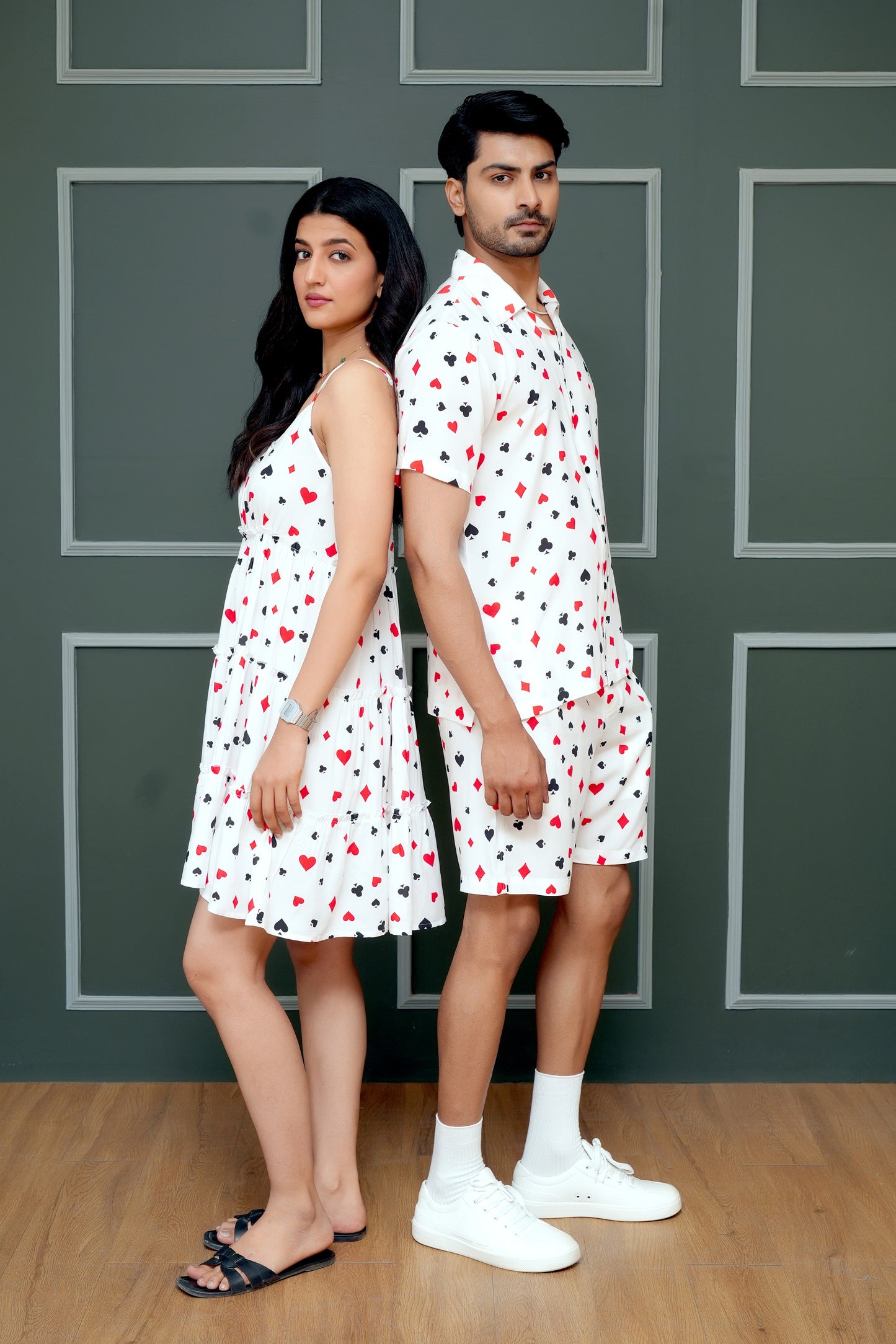 Couple Matching Shirt & Co-Ord Set – Vacation Print Combo