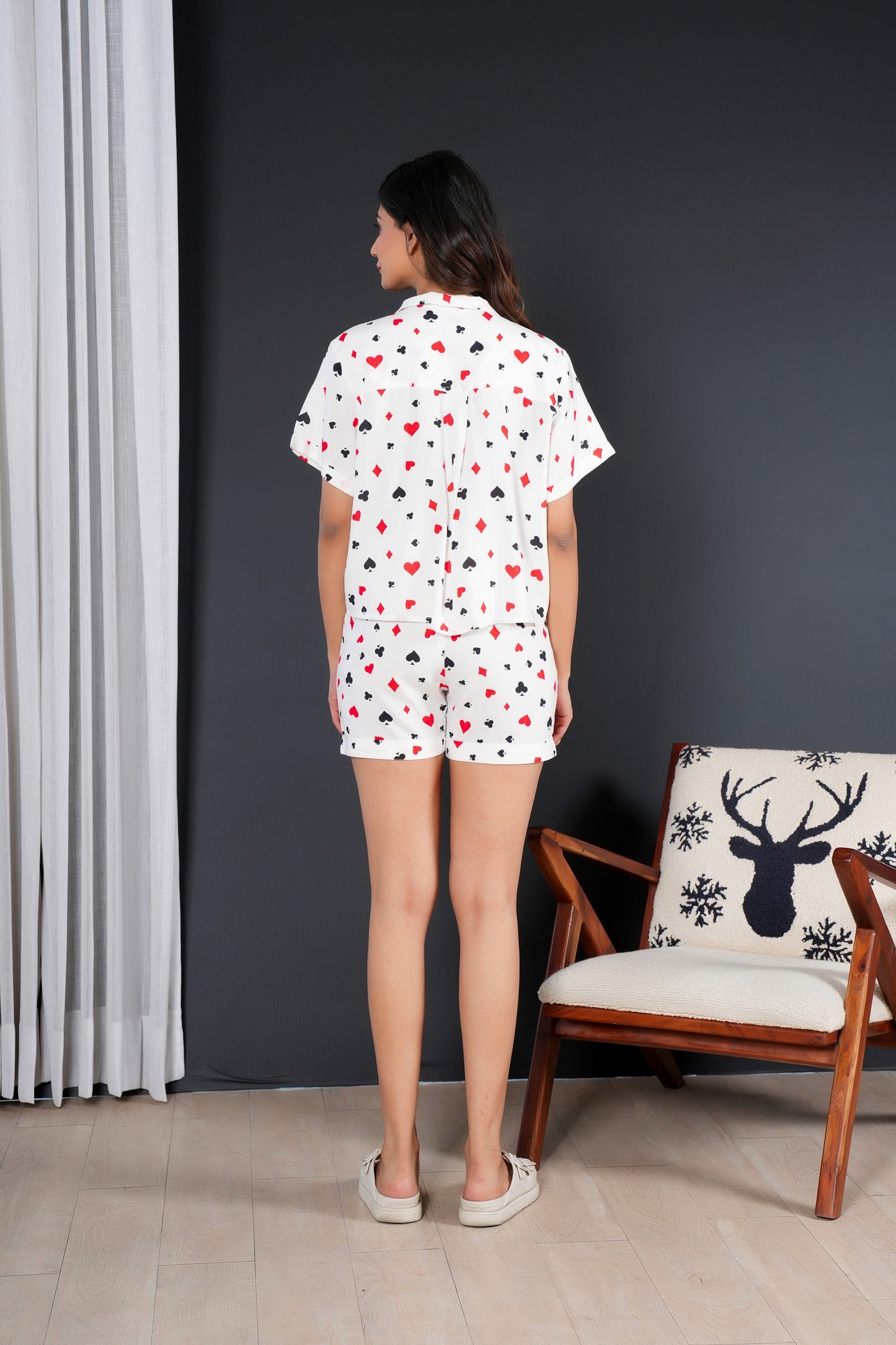 Women’s Matching Shirt and Short Co-Ord Set – Printed, Resort Casual
