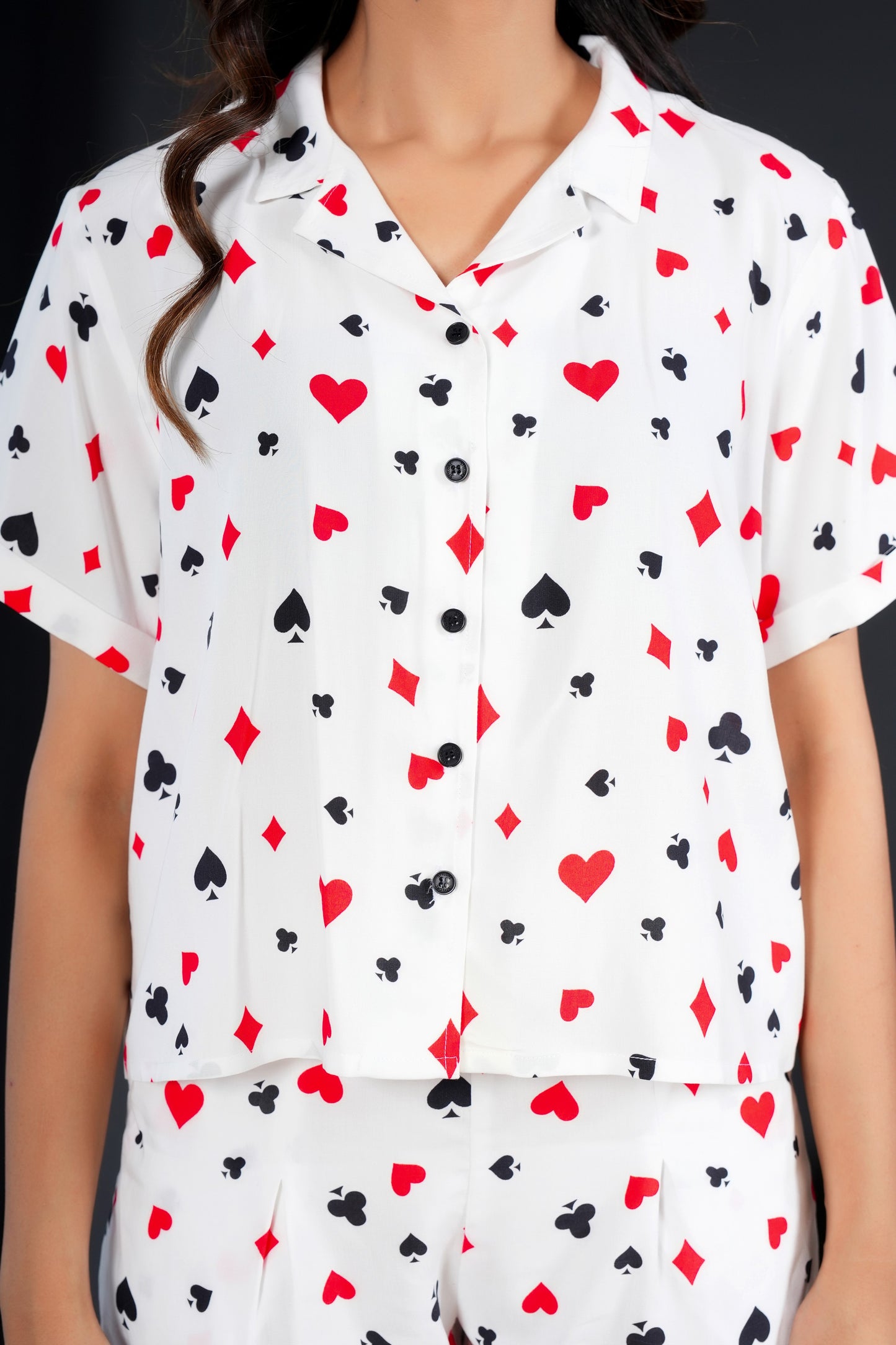 Women’s Matching Shirt and Short Co-Ord Set – Printed, Resort Casual