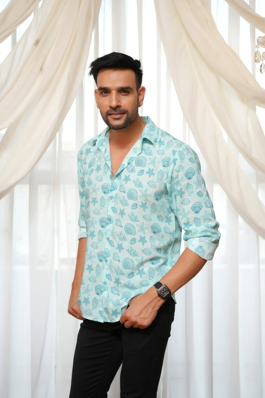 Men’s Full Sleeve Resort Shirt – Breathable Tropical Viscose