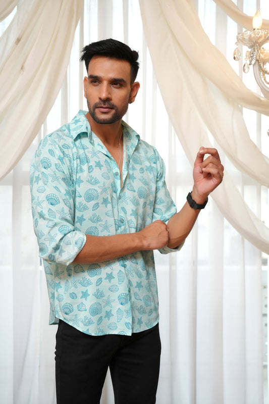 Men’s Full Sleeve Resort Shirt – Breathable Tropical Viscose
