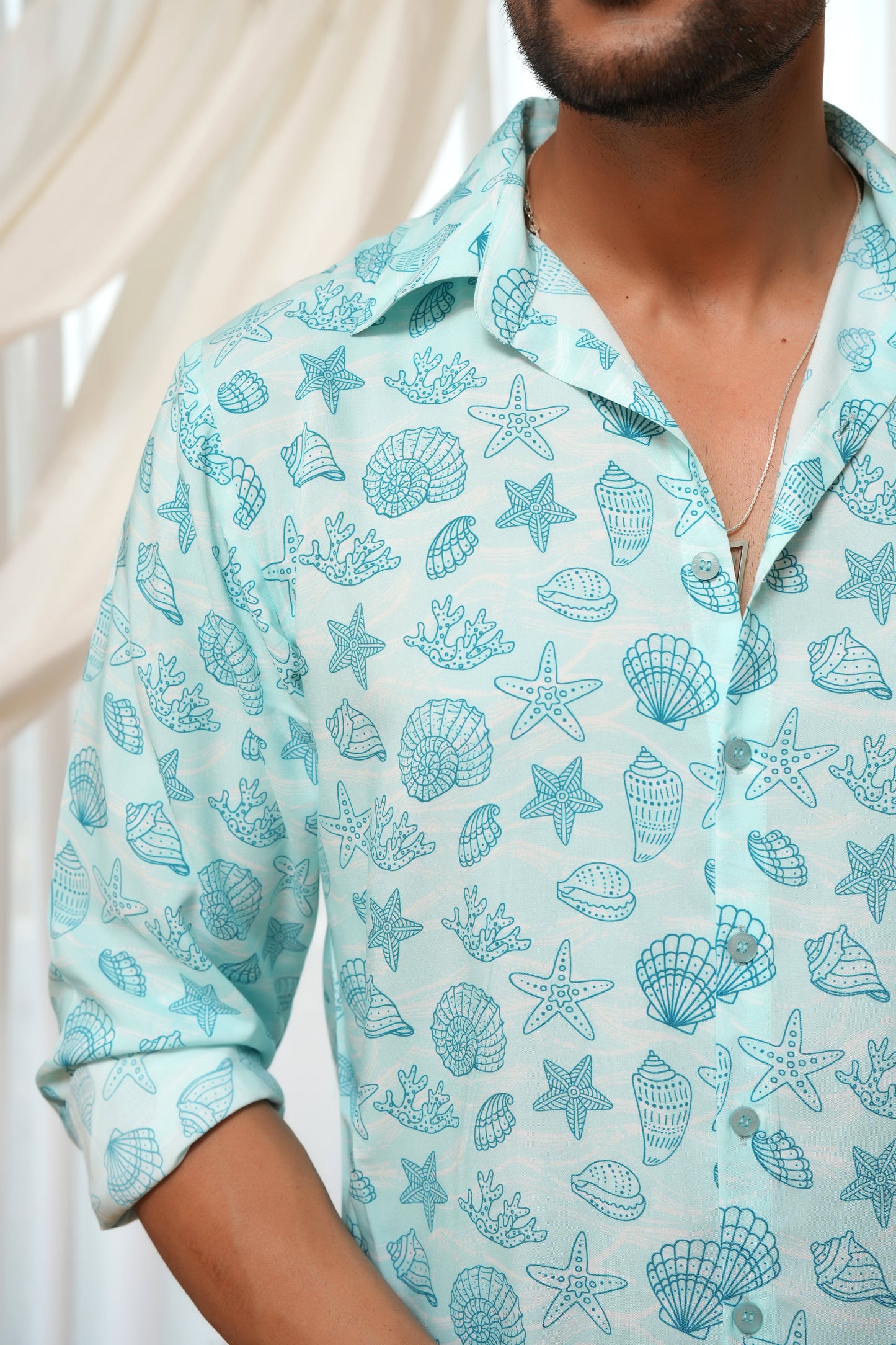 Men’s Full Sleeve Resort Shirt – Breathable Tropical Viscose