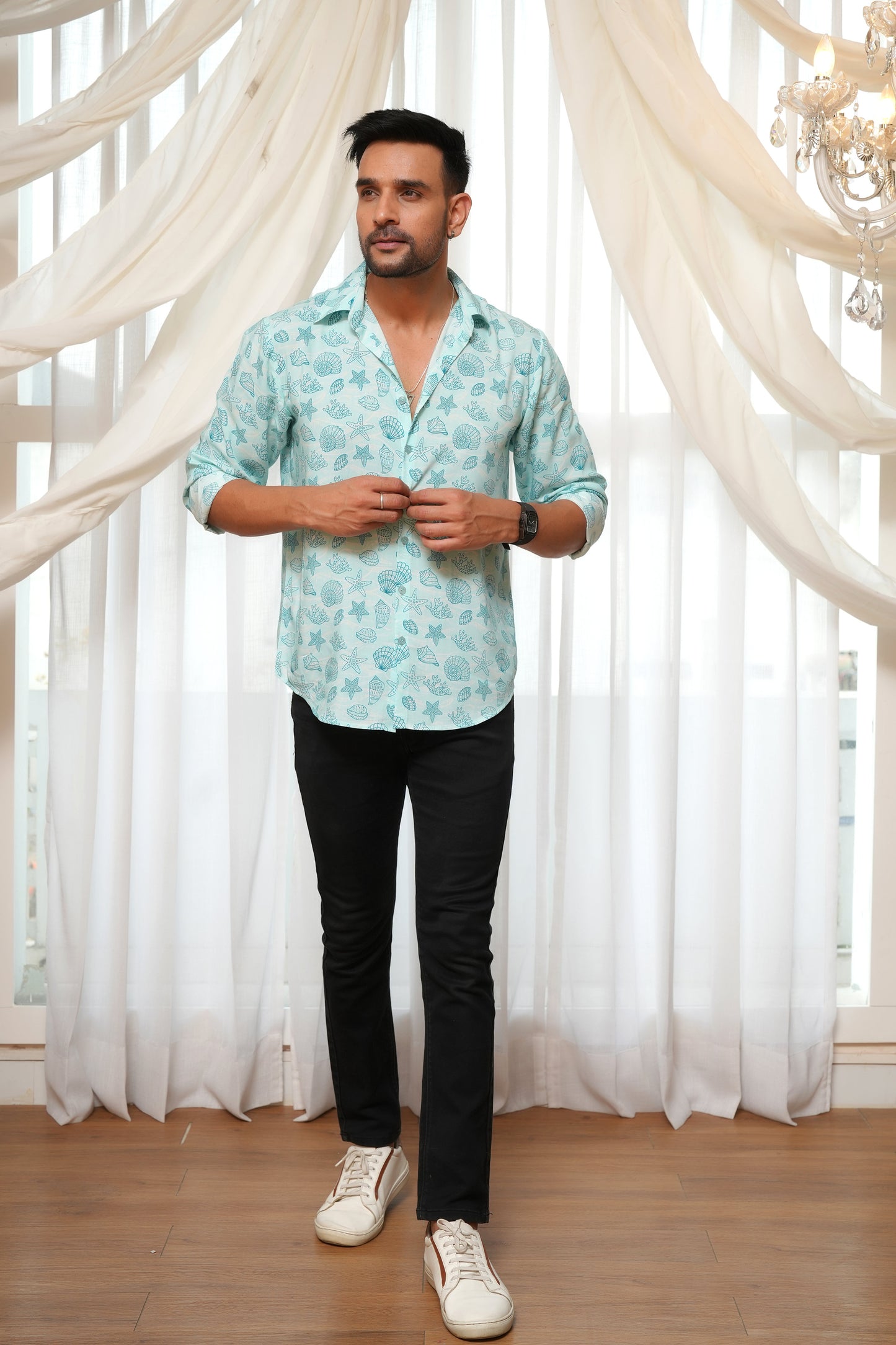 Men’s Full Sleeve Resort Shirt – Breathable Tropical Viscose