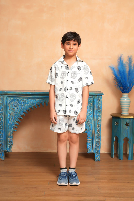 Boy’s Viscose Co-Ord Set – Cabana Collar Summer Vacation Wear
