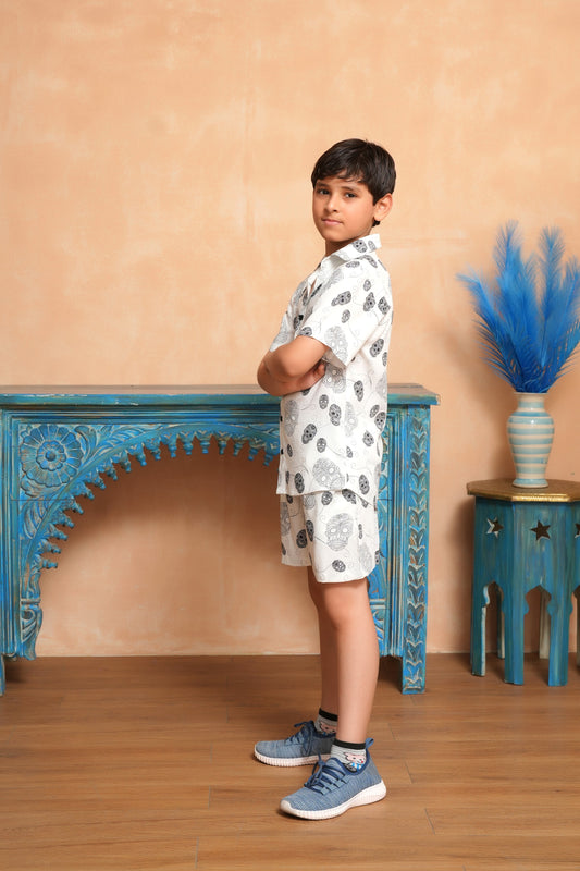 Boy’s Viscose Co-Ord Set – Cabana Collar Summer Vacation Wear