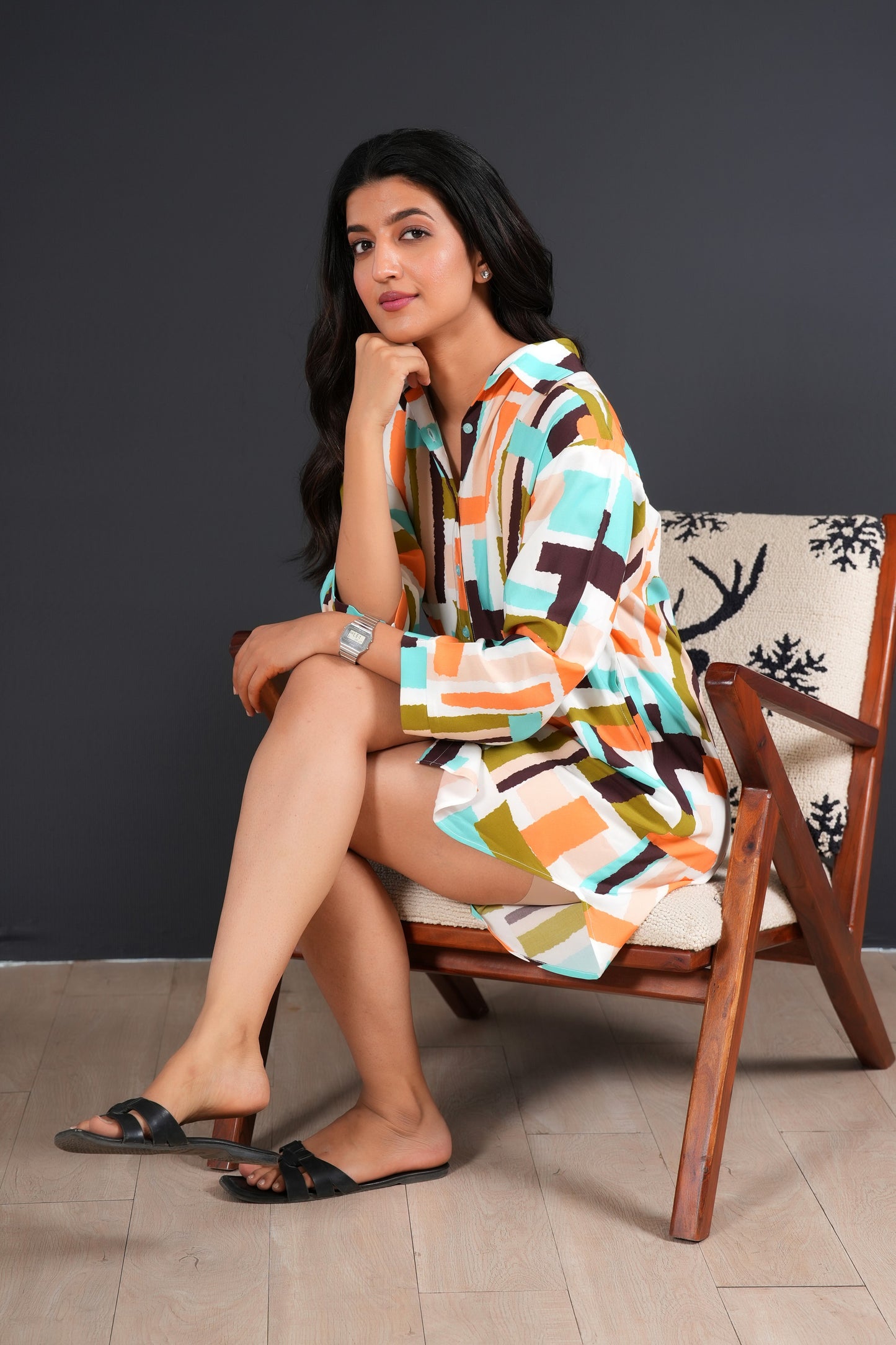 Women's Full Sleeve Long Shirt – Elegant Tropical Cruise Wear