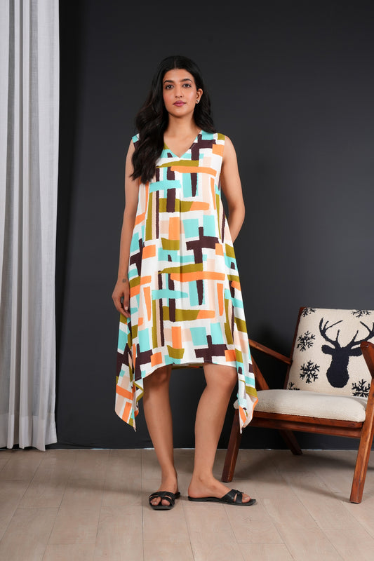 Women’s Sleeveless A-Line Midi Dress – Lightweight Beach Style