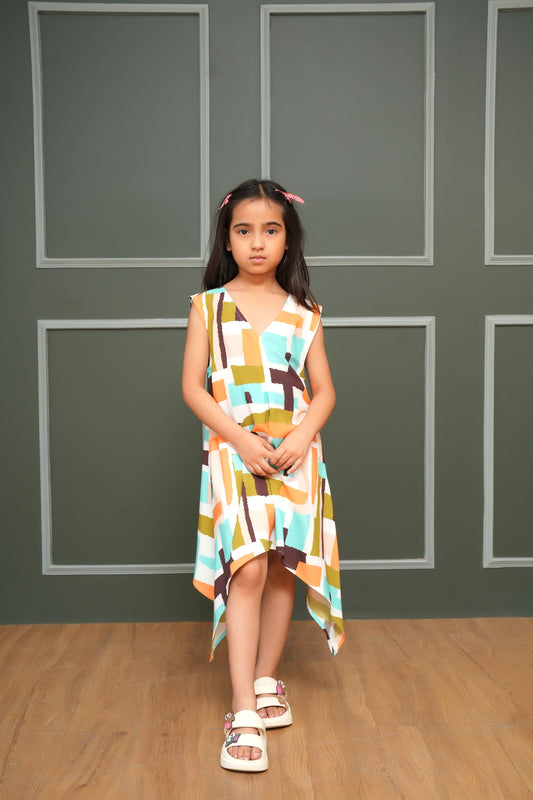 Girls’ Sleeveless A-Line Midi Dress – Soft Viscose Summer Outfit
