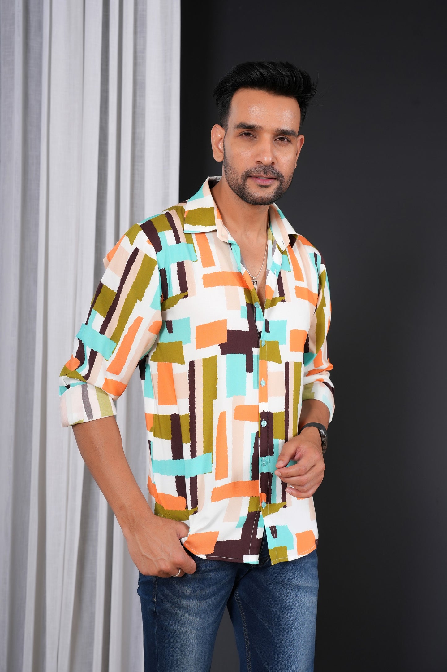 Men’s Full Sleeve Resort Shirt – Breathable Tropical Viscose