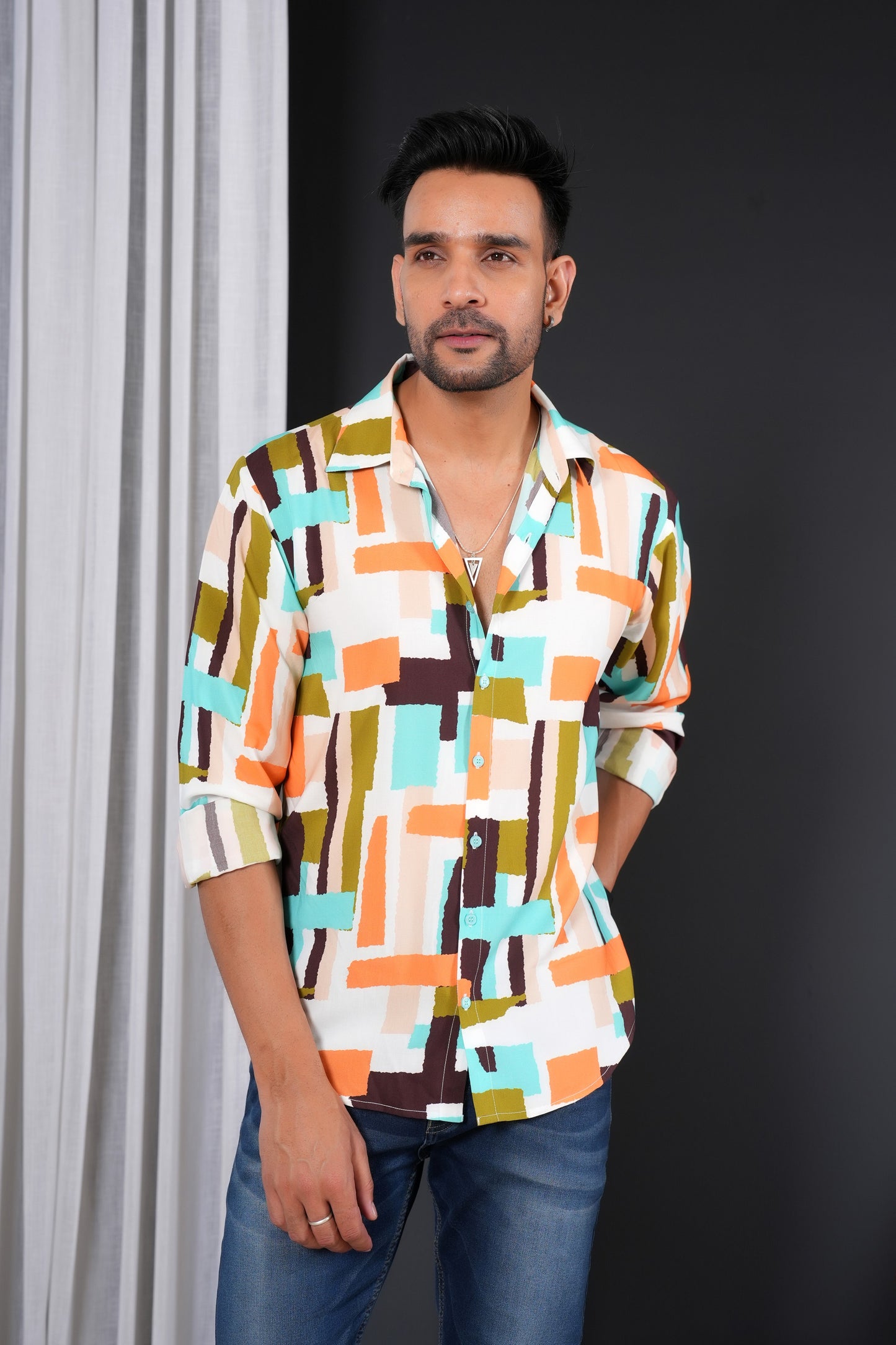 Men’s Full Sleeve Resort Shirt – Breathable Tropical Viscose