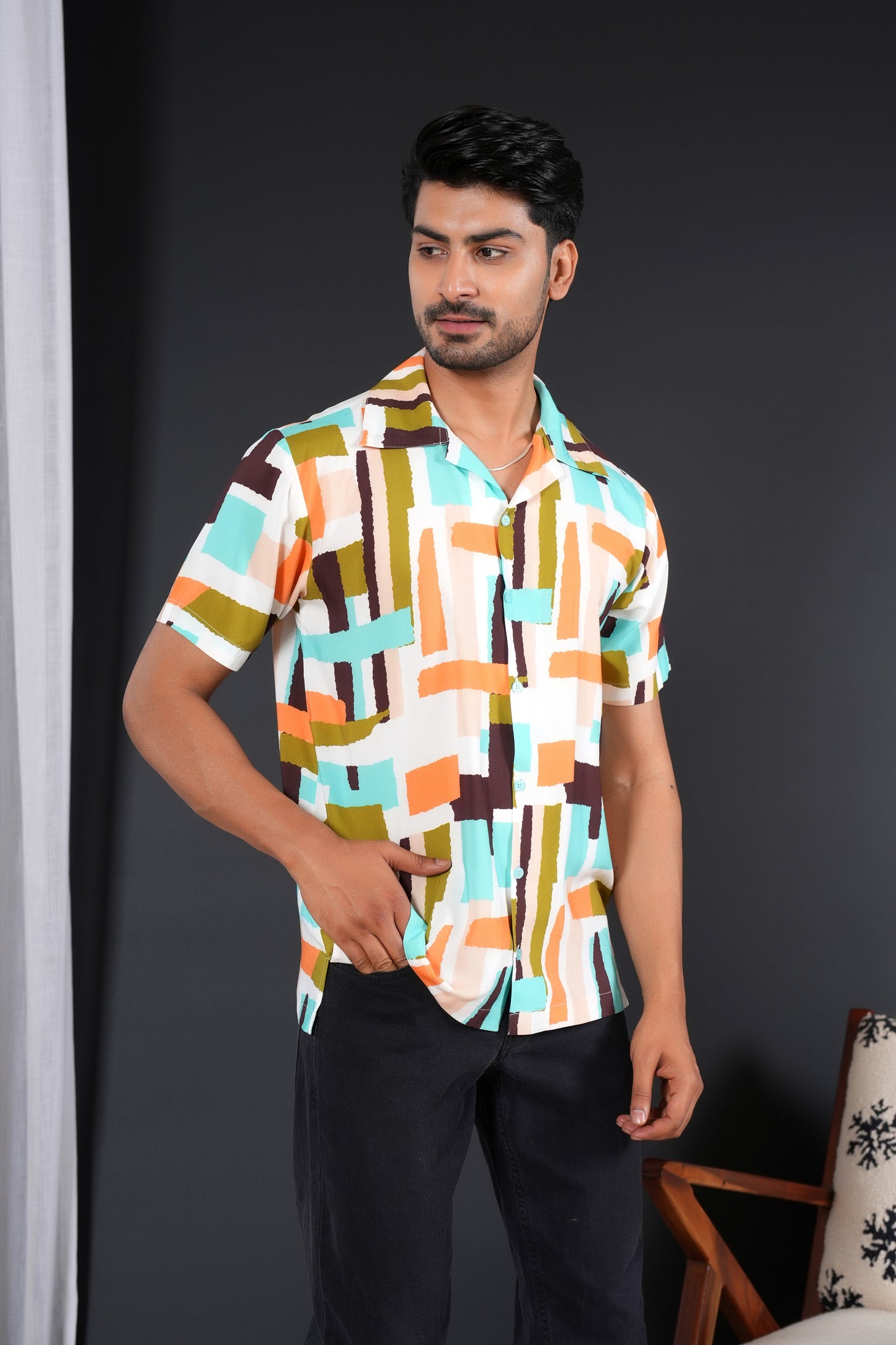 Men’s Cabana Shirt – Tropical Short Sleeve Vacation Shirt