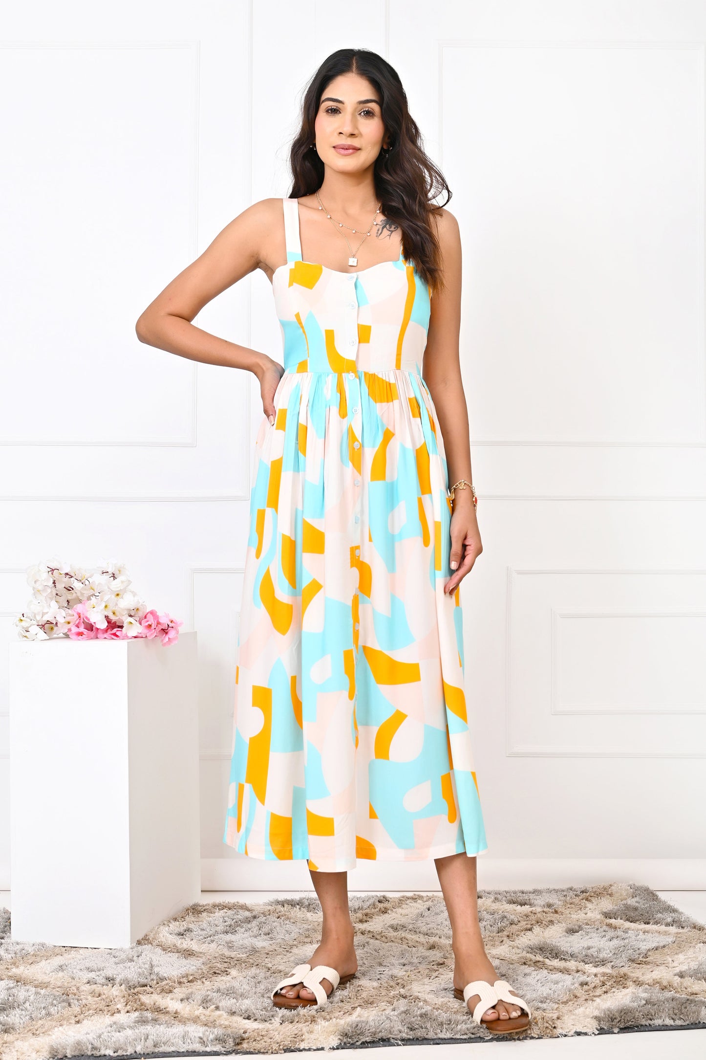 Girl’s Abstract Print Short Sleeve Top – Casual Holiday Wear