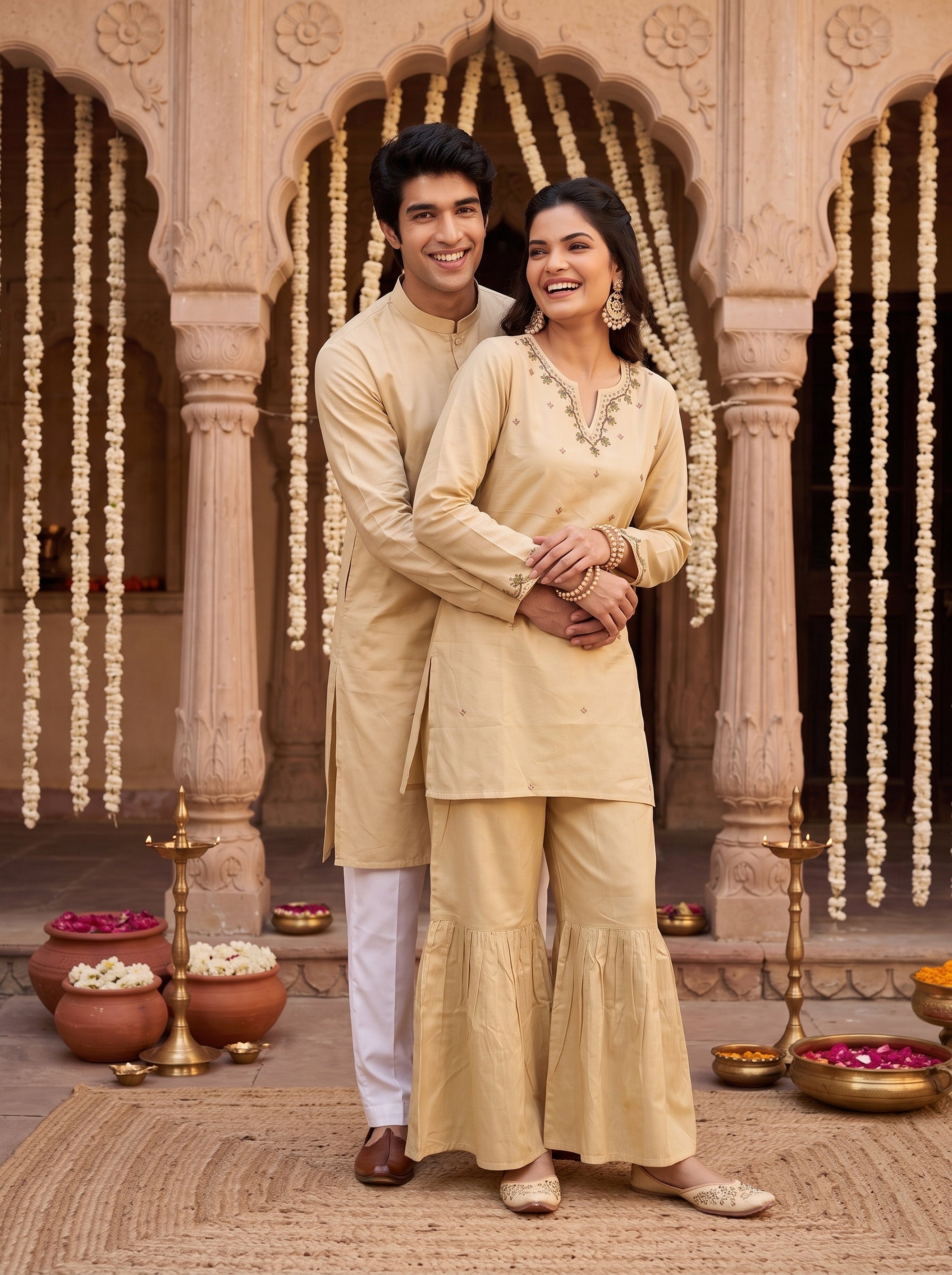 Couple Matching Ethnic Set – Cotton Festive Wear