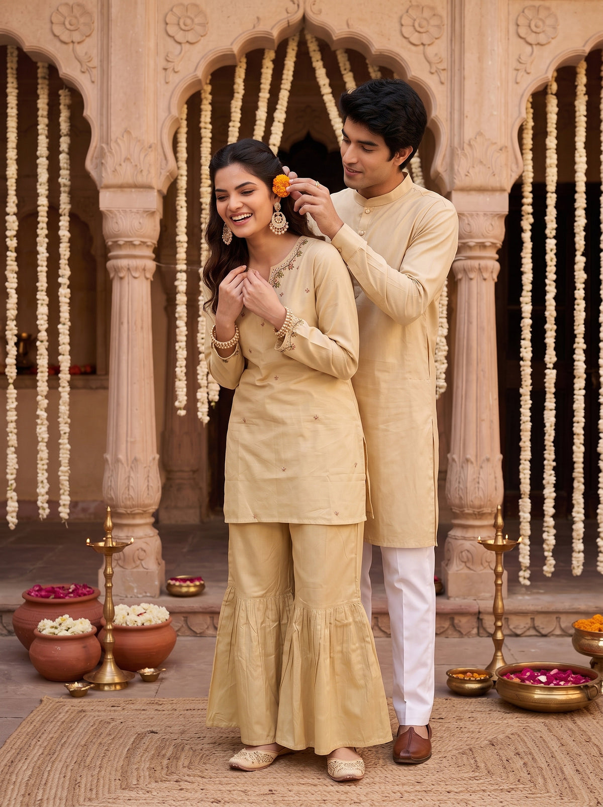 Couple Matching Ethnic Set – Cotton Festive Wear