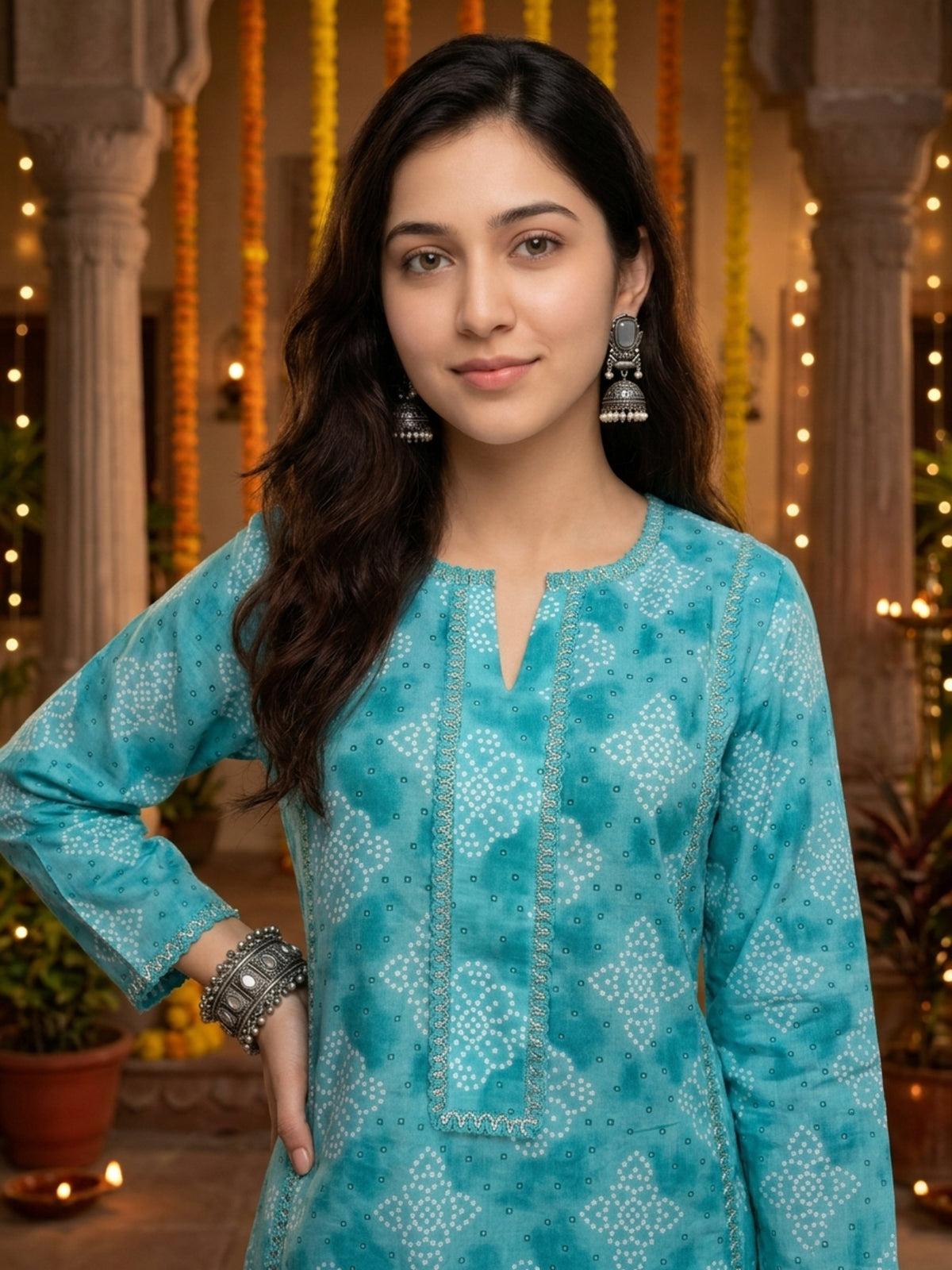 Women’s 3-Piece Cotton Kurta Set – Festive Wear