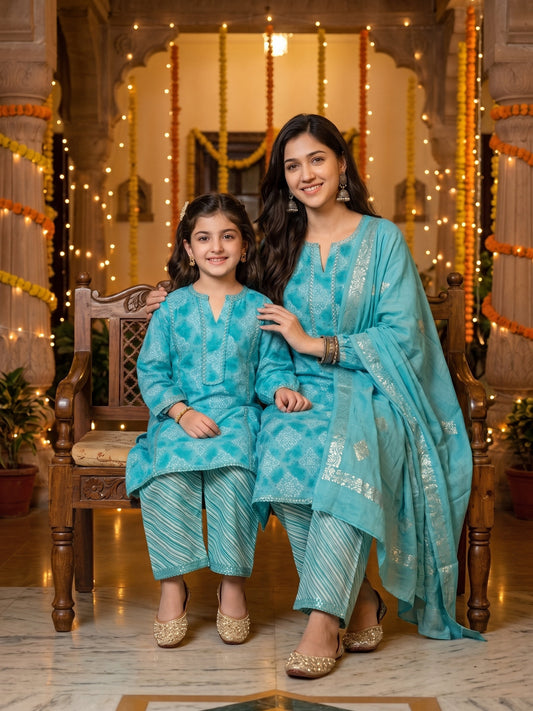 Mother & Daughter Matching Set – Cotton Ethnic Wear