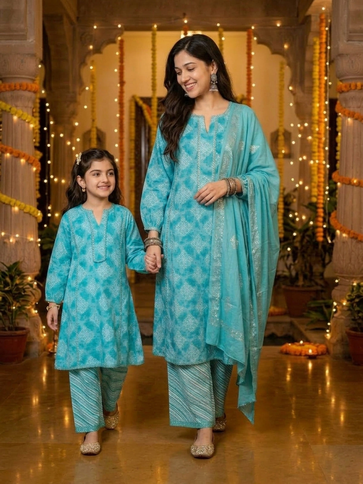Mother & Daughter Matching Set – Cotton Ethnic Wear