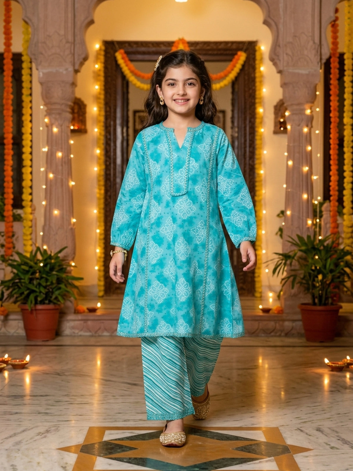 Girl’s Cotton Kurta Set – Festive Ethnic Wear