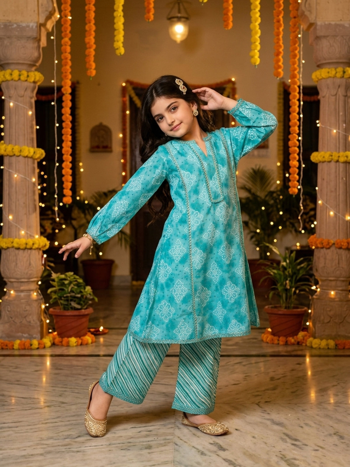 Girl’s Cotton Kurta Set – Festive Ethnic Wear