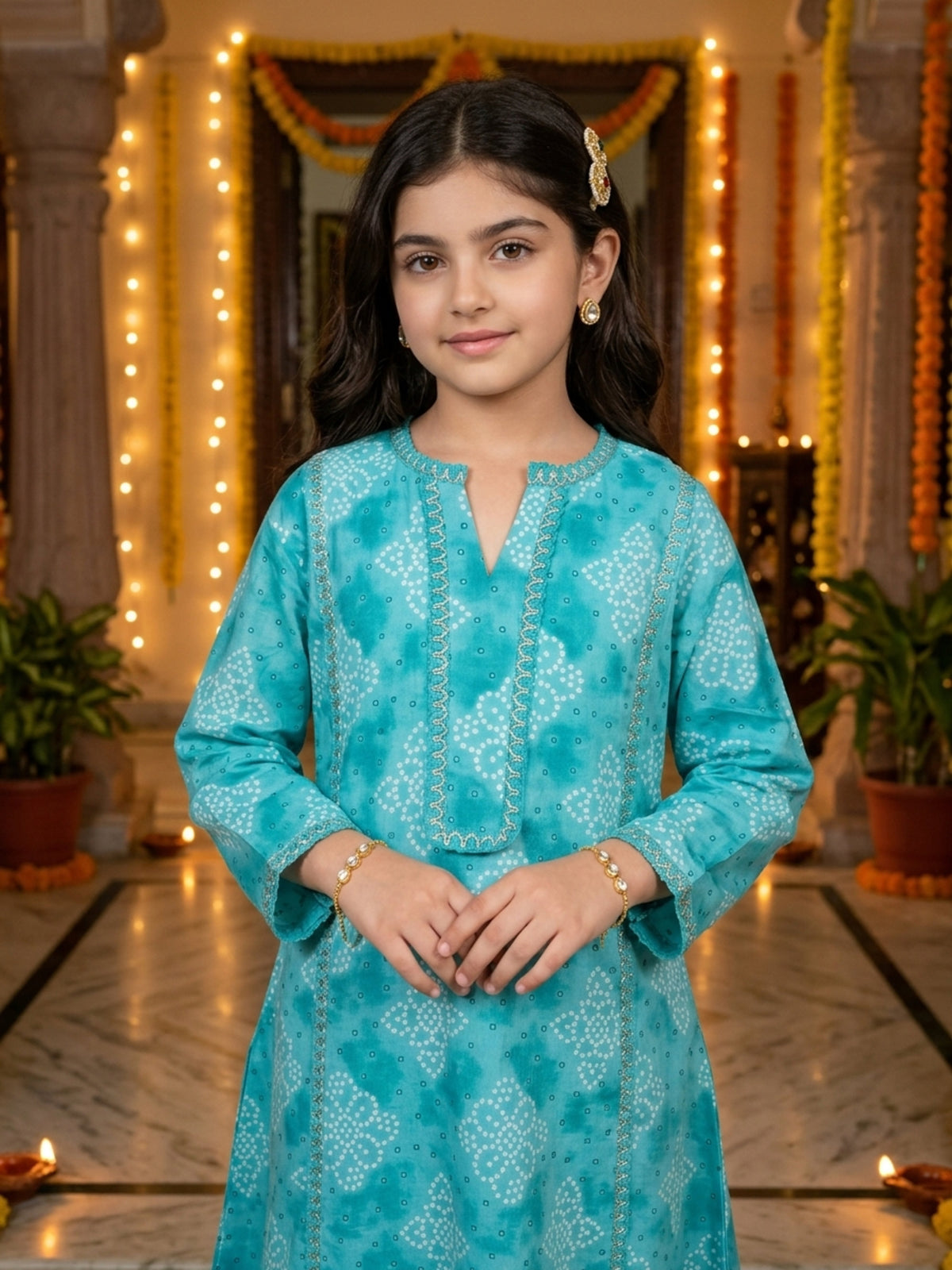 Girl’s Cotton Kurta Set – Festive Ethnic Wear