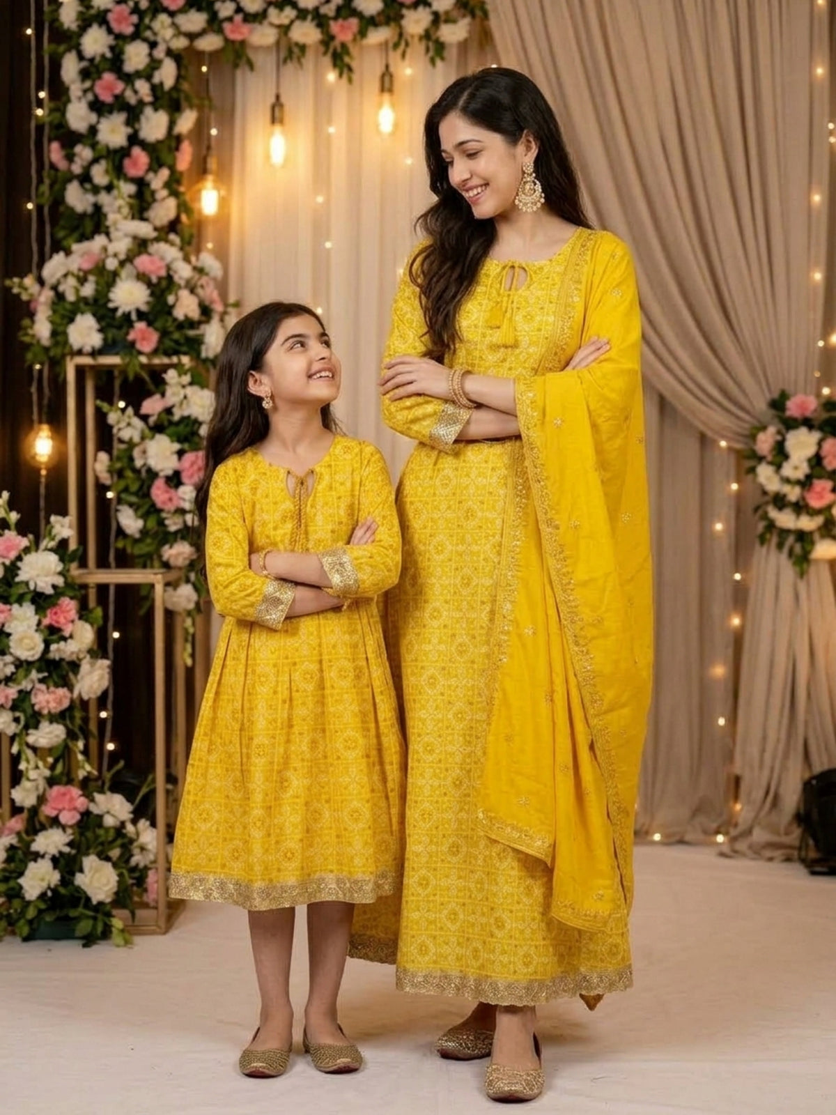 Mother & Daughter Twinning Set – Festive Cotton Wear