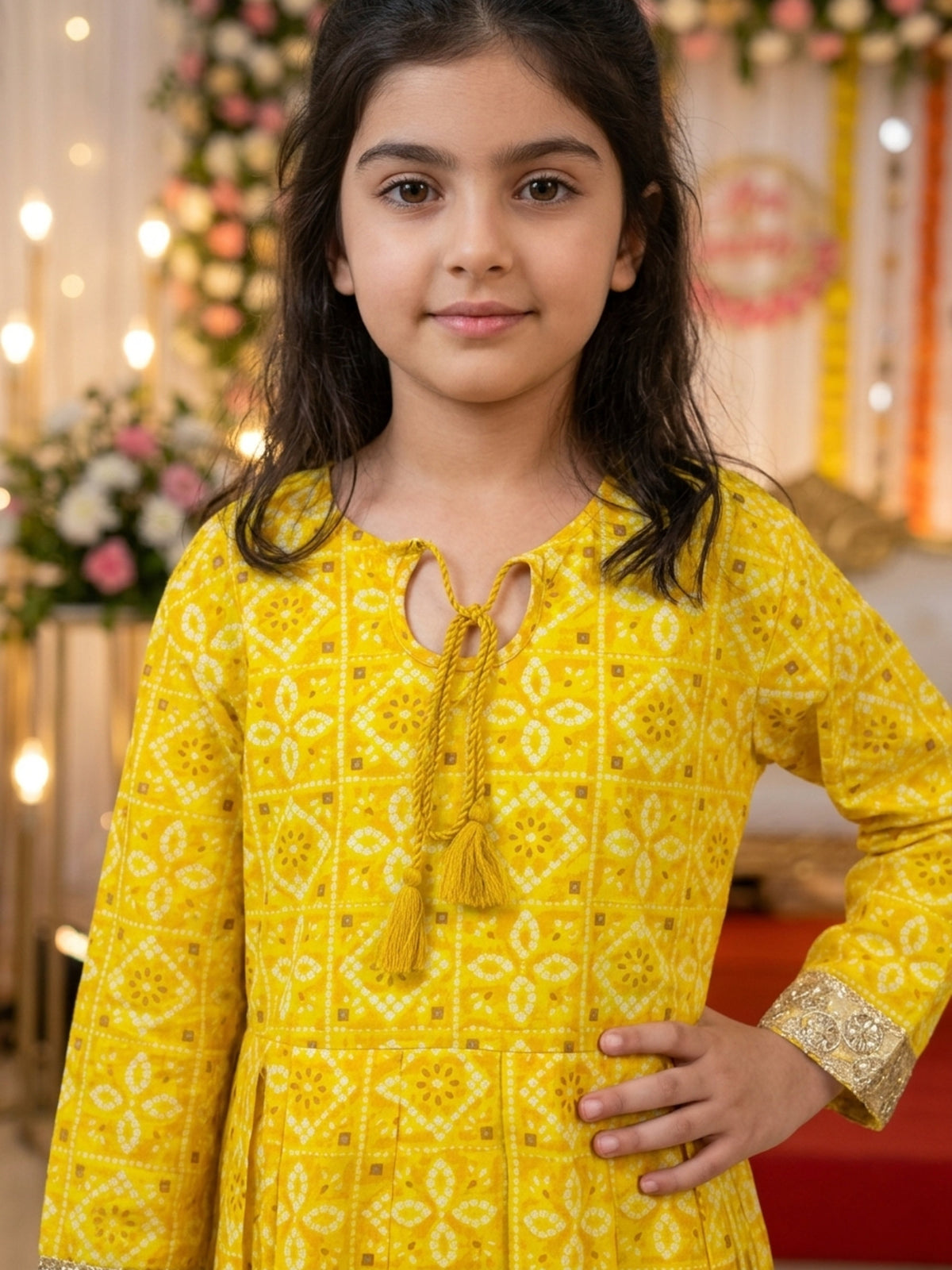 Girl’s A-Line Midi Dress – Cotton Festive Wear