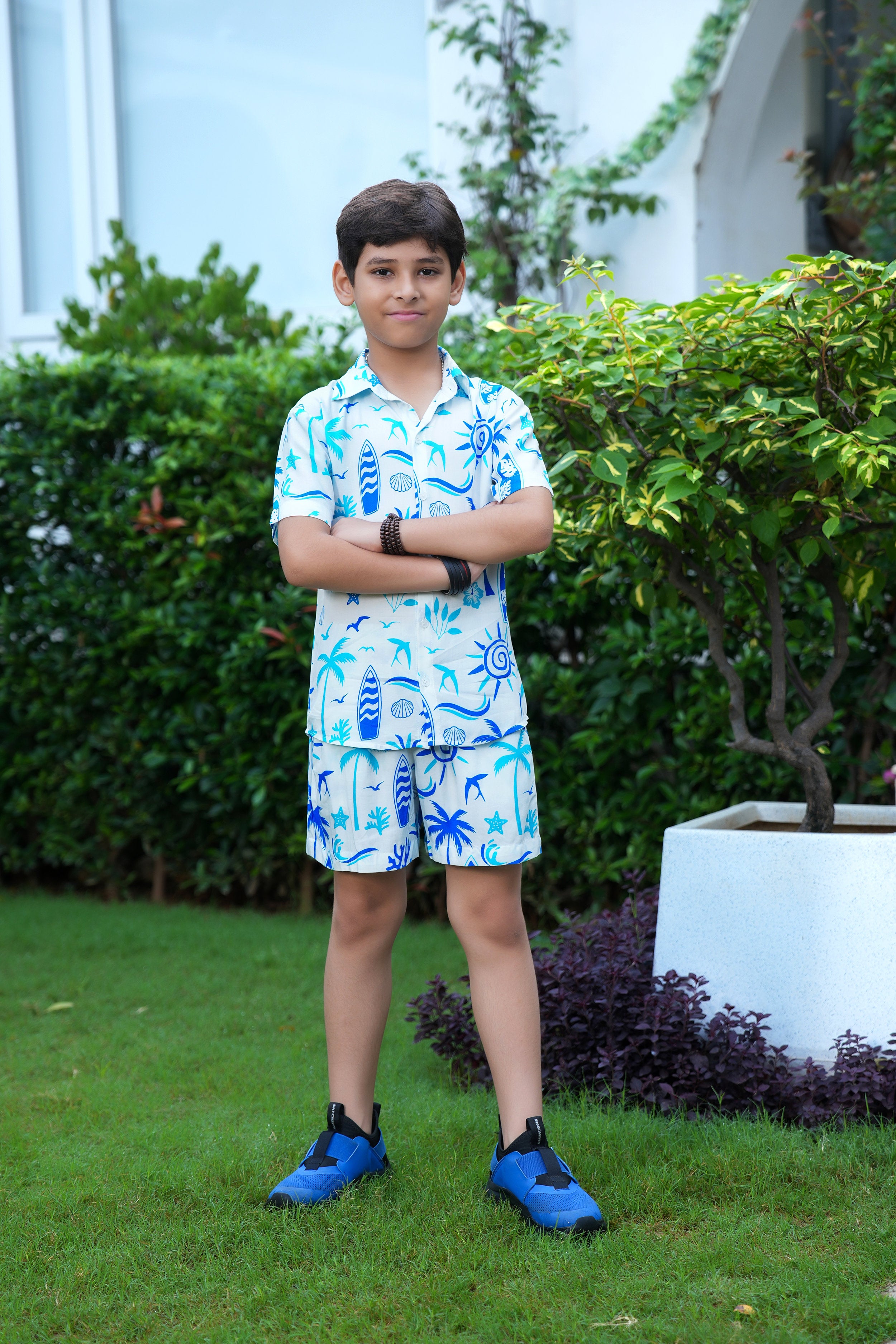 Boys Beach Co Ord Set – Tropical Shirt and Shorts for Vacation Pool Party Birthday and Resort Holiday