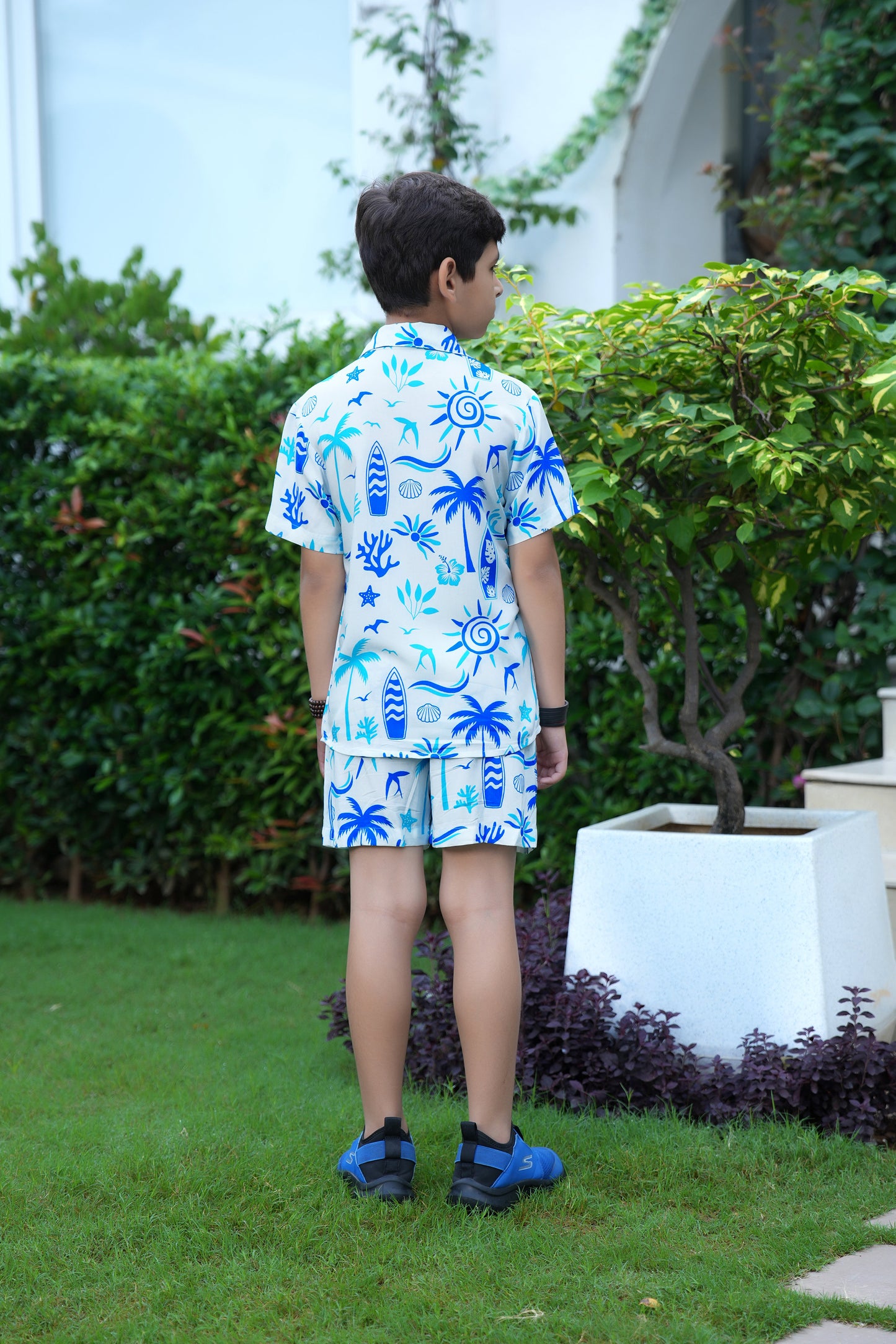 Boys Beach Co Ord Set – Tropical Shirt and Shorts for Vacation Pool Party Birthday and Resort Holiday