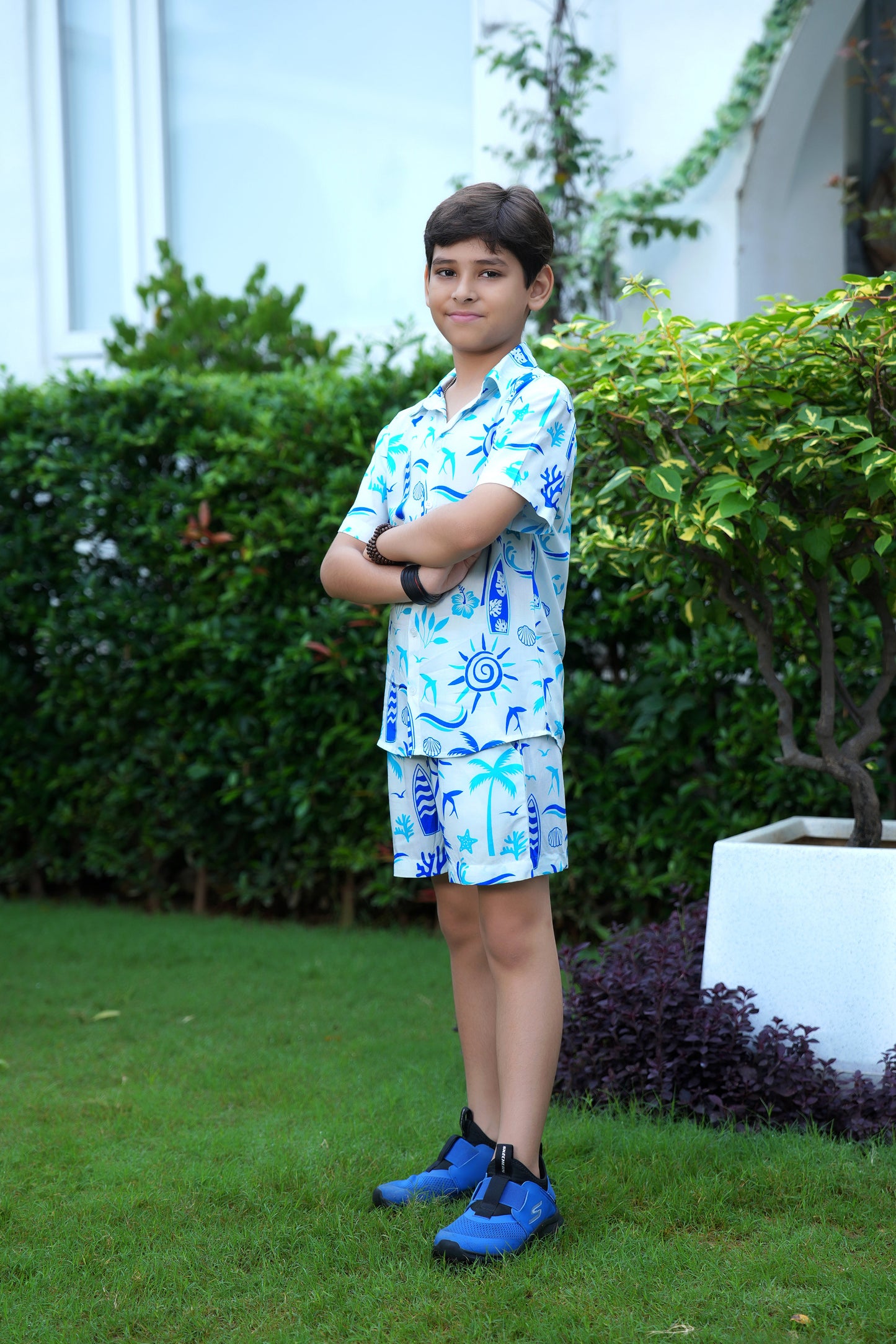 Boys Beach Co Ord Set – Tropical Shirt and Shorts for Vacation Pool Party Birthday and Resort Holiday