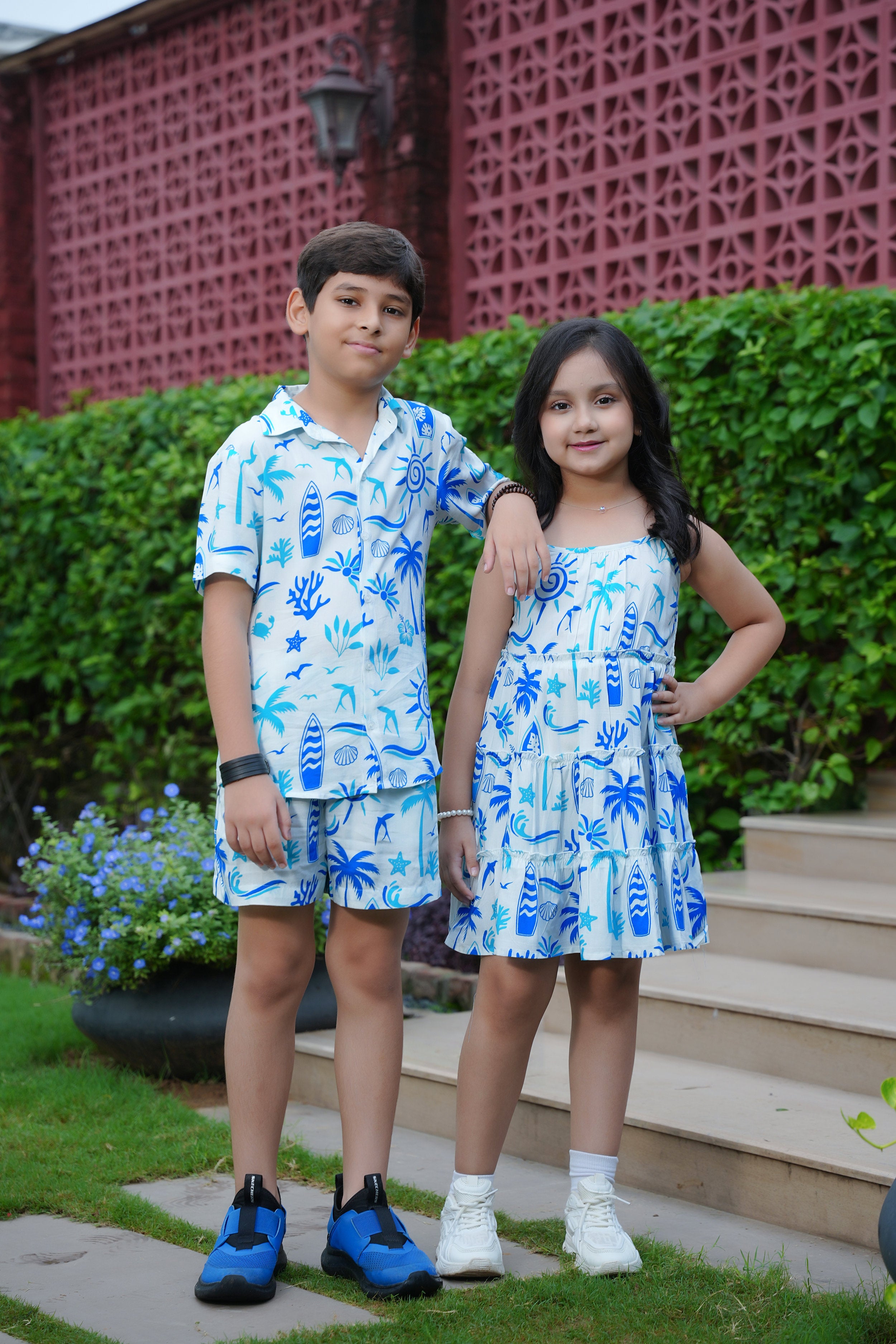 Brother Sister Matching Beach Outfits – Kids Tropical Resort Wear for Family Vacation