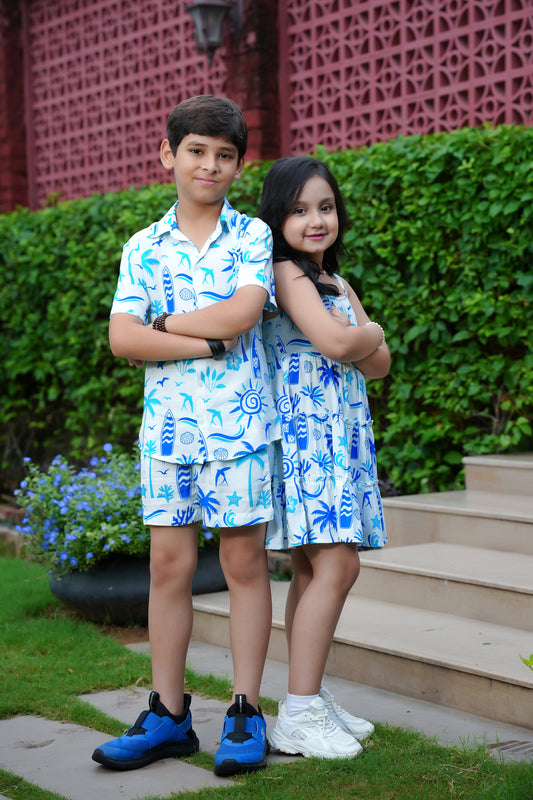 Brother Sister Matching Beach Outfits – Kids Tropical Resort Wear for Family Vacation