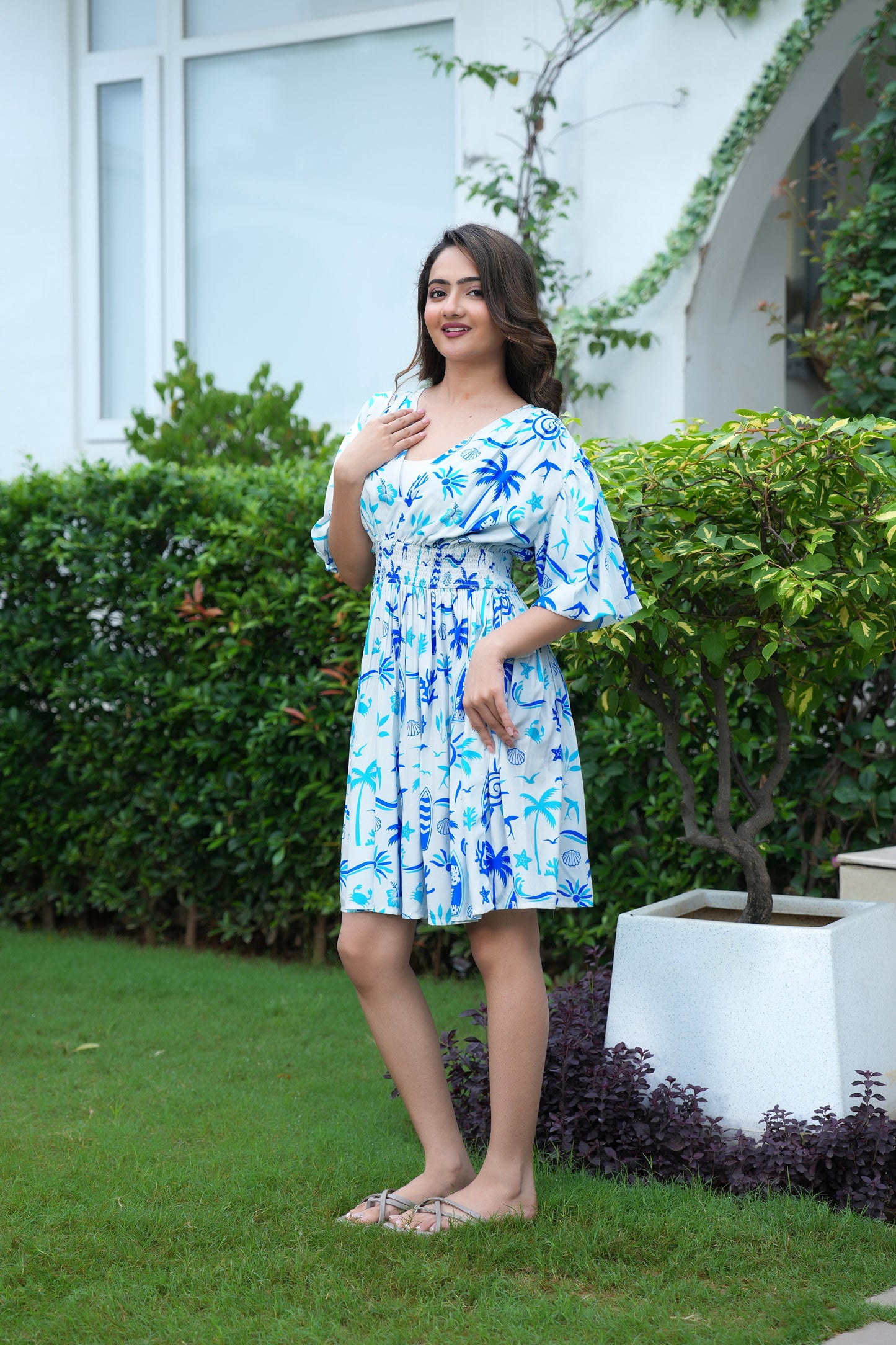 Womens Short Beach Dress – V Neck Resort Outfit for Vacation Dinner Birthday and Holiday Party