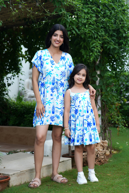 Mother Daughter Matching Beach Dresses – Vacation Resort Wear for Birthday and Family Holiday