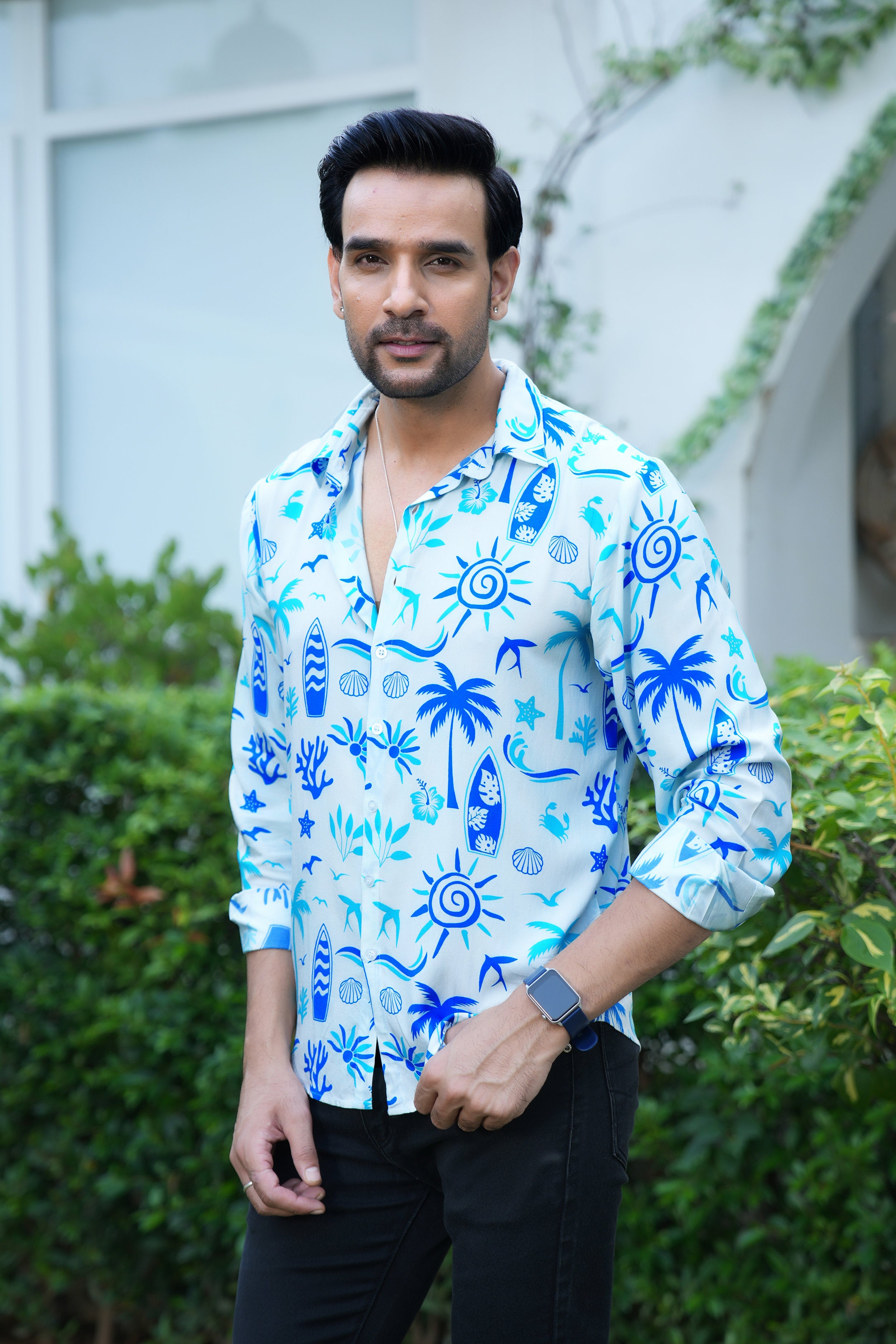 Mens Full Sleeve Resort Shirt – Vacation Dinner Pre Wedding Photoshoot and Party Wear