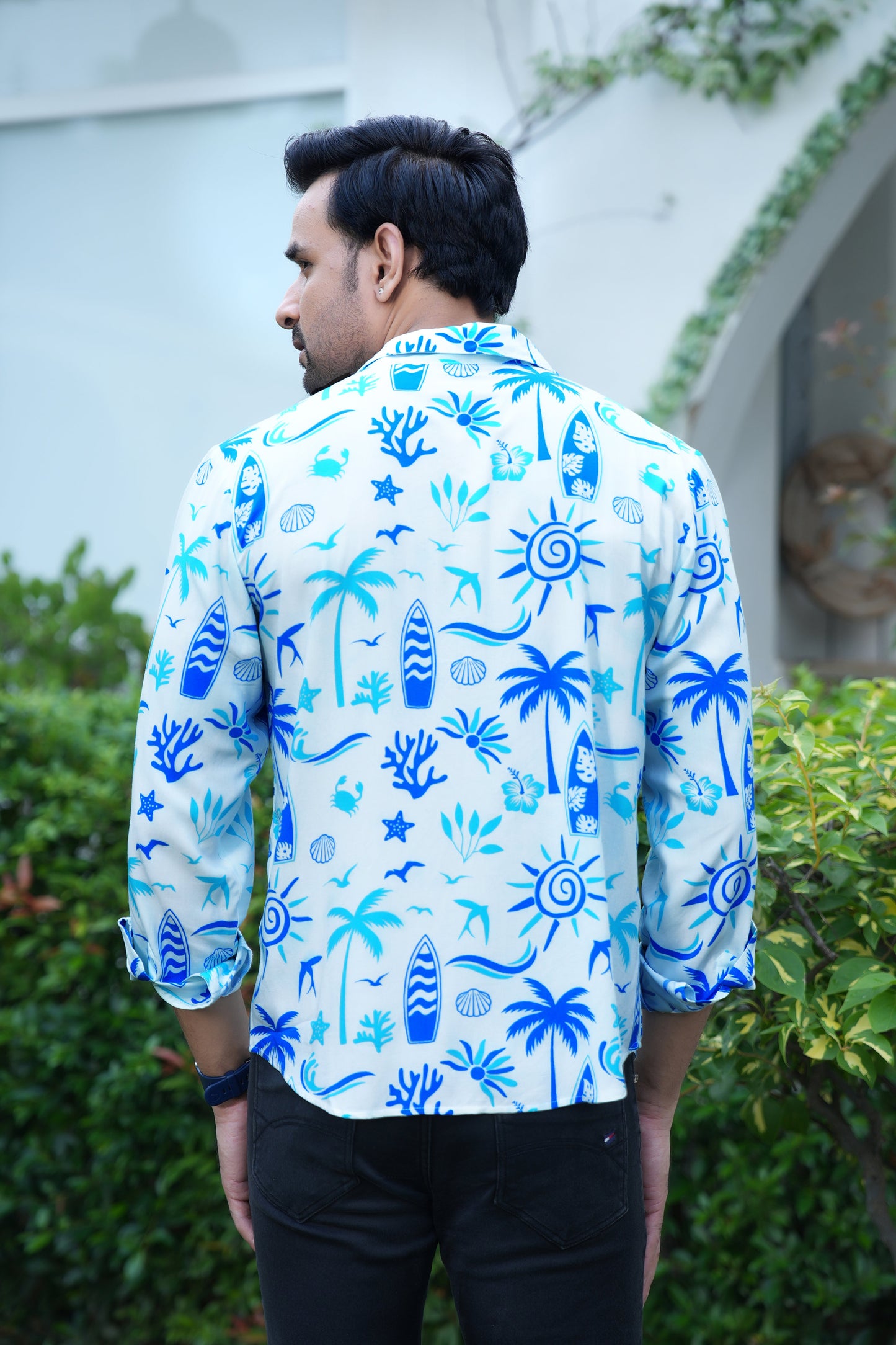 Mens Full Sleeve Resort Shirt – Vacation Dinner Pre Wedding Photoshoot and Party Wear