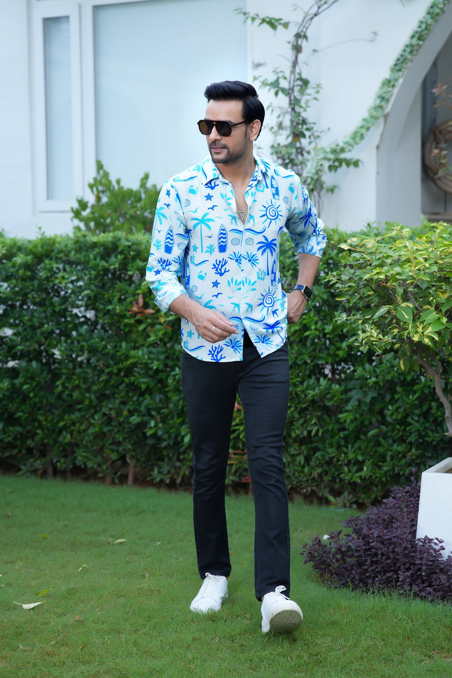 Mens Full Sleeve Resort Shirt – Vacation Dinner Pre Wedding Photoshoot and Party Wear