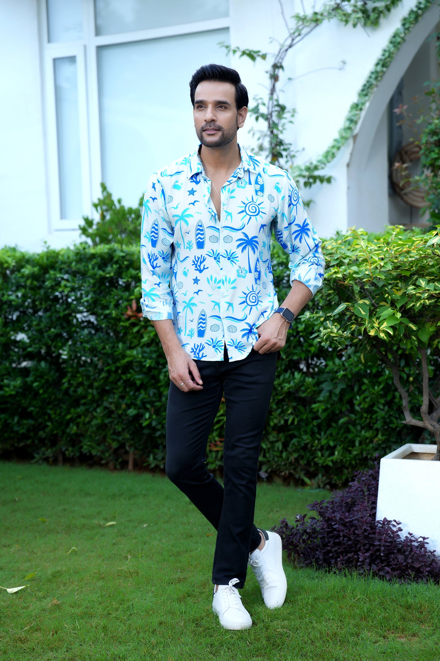 Mens Full Sleeve Resort Shirt – Vacation Dinner Pre Wedding Photoshoot and Party Wear