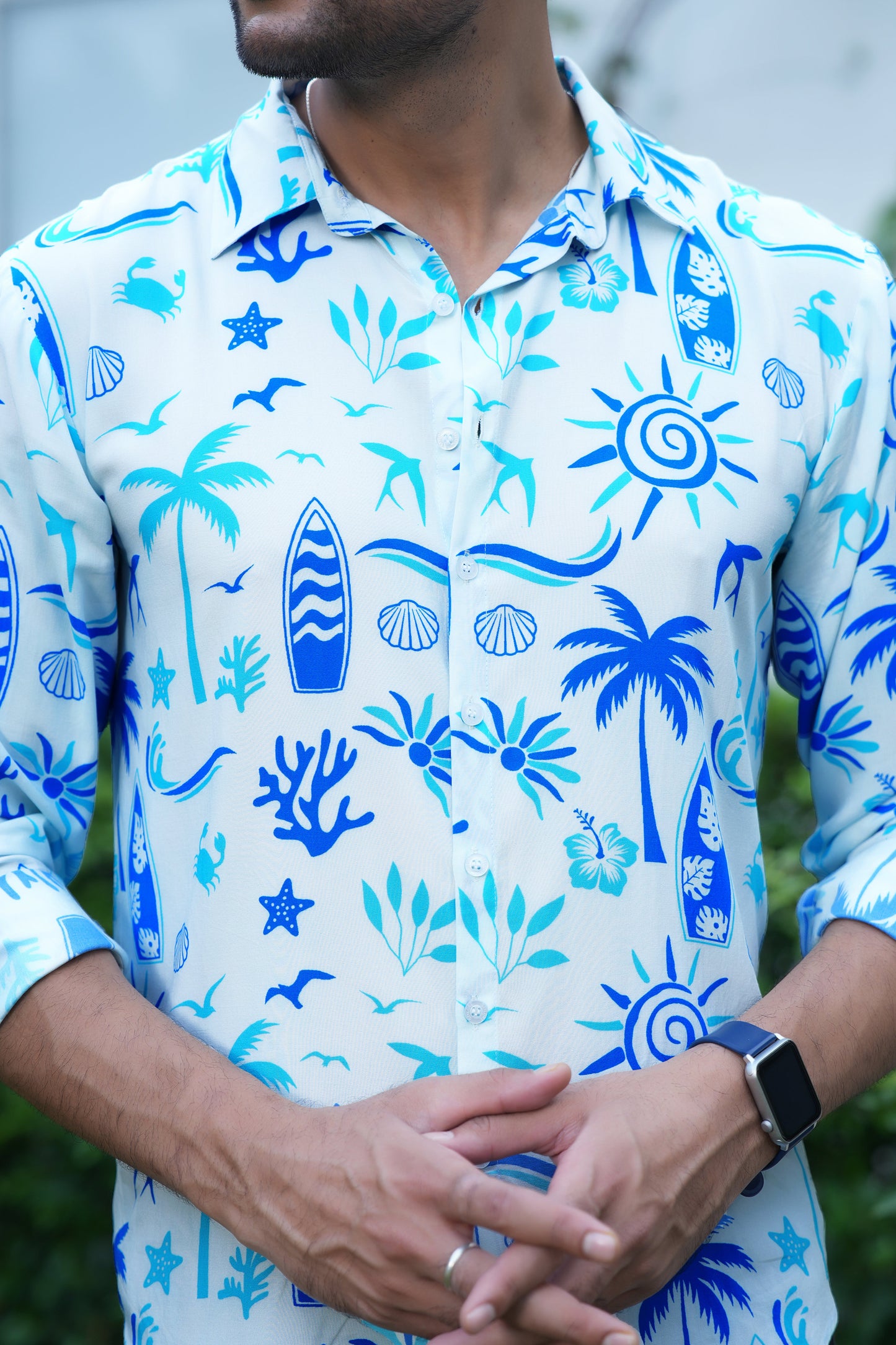 Mens Full Sleeve Resort Shirt – Vacation Dinner Pre Wedding Photoshoot and Party Wear
