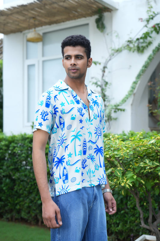 Mens Short Sleeve Beach Shirt – Pool Party Resort Holiday and Vacation Wear