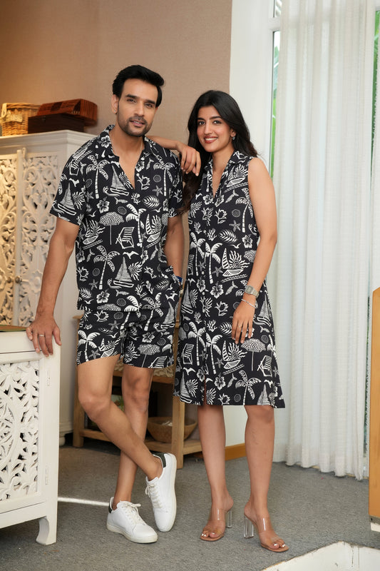 Couple Twinning Set – Matching Shirt & Dress for Vacation Parties
