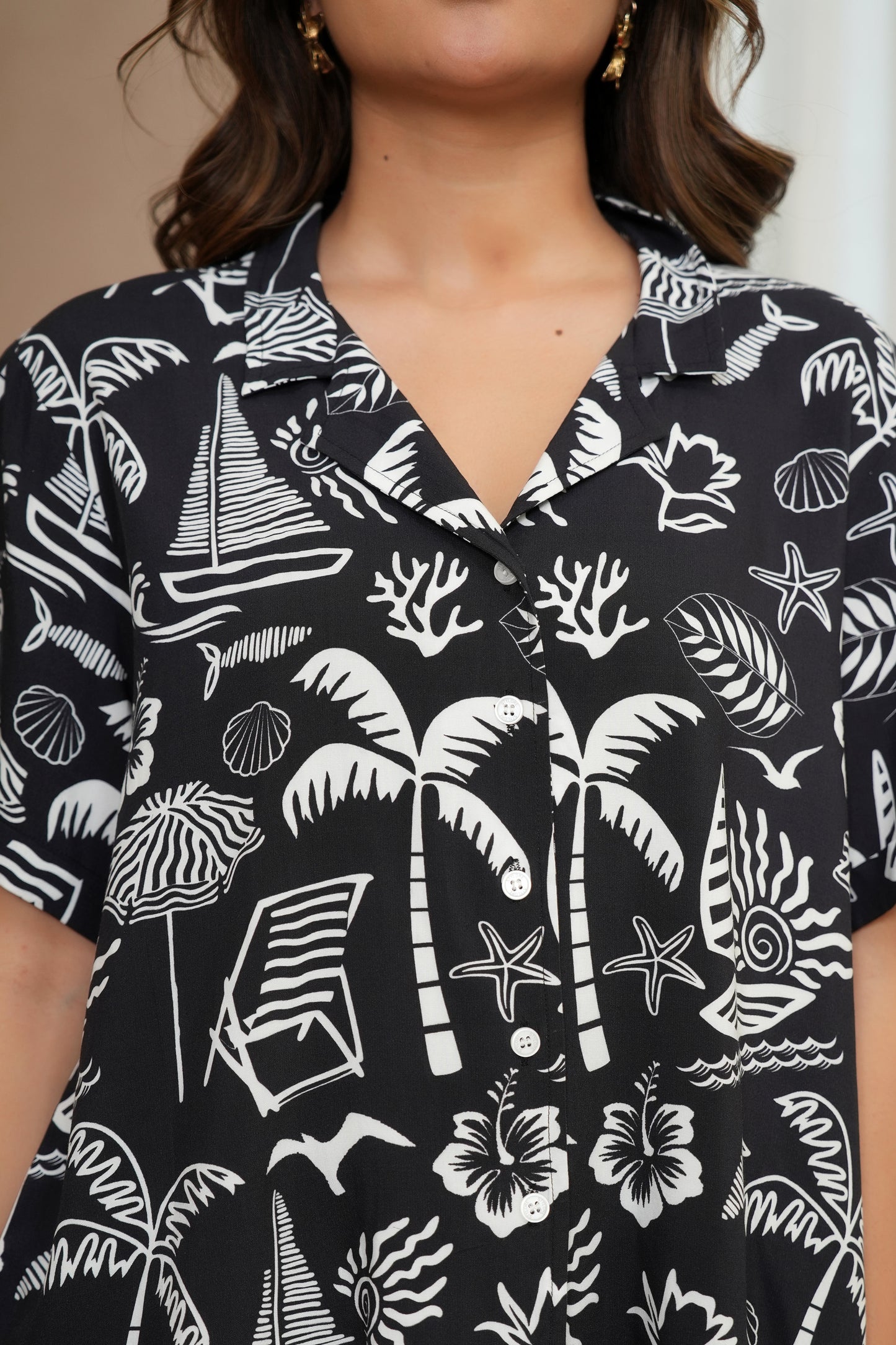 Women’s Beach Co-Ord Set – Shirt & Shorts Vacation Outfit