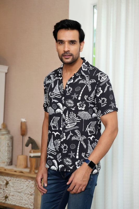 Men’s Short Sleeve Casual Shirt – Perfect for Beach & Pool Parties